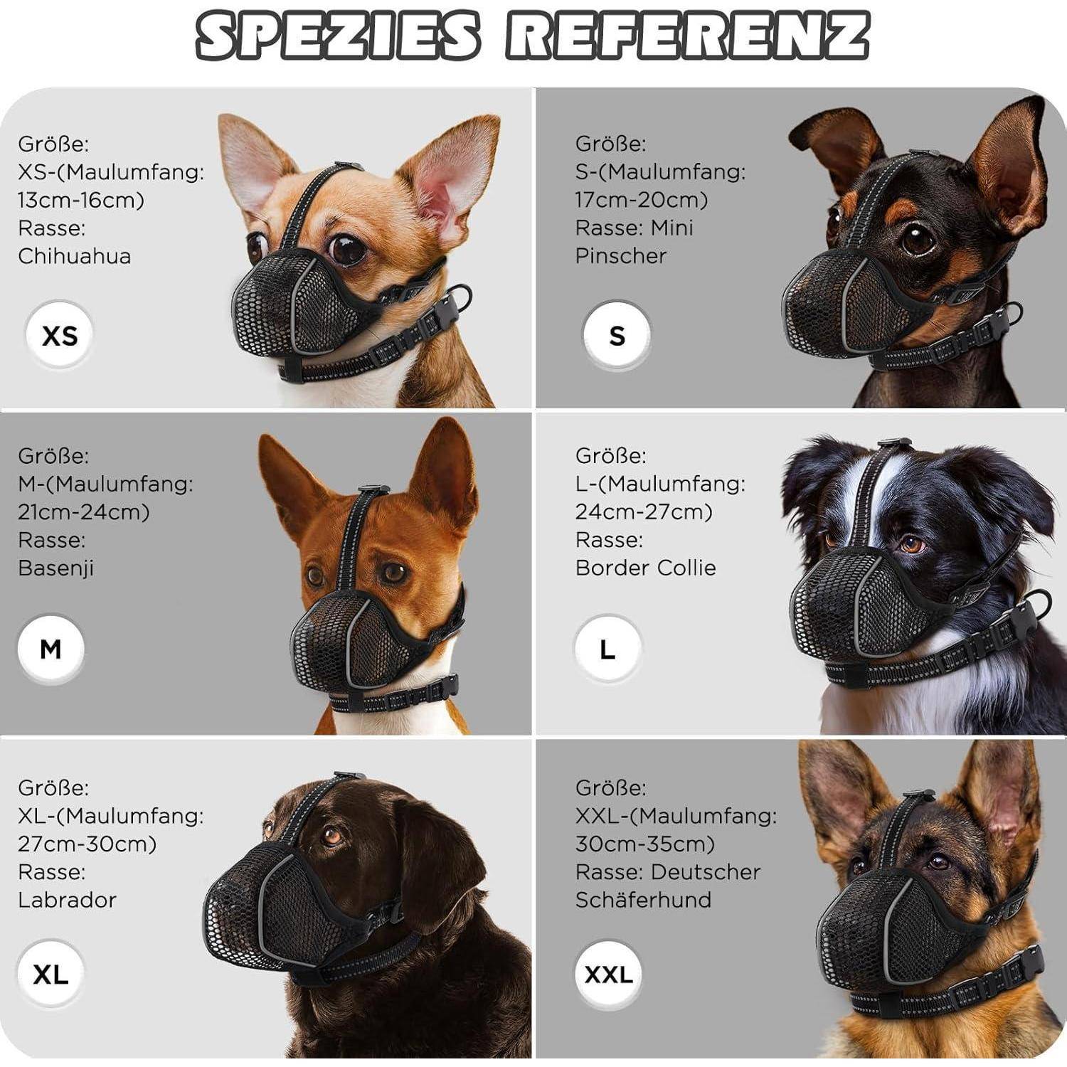 Maulkorb Hund Mesh Atmungsaktiv Einstellbar Reflektierend S