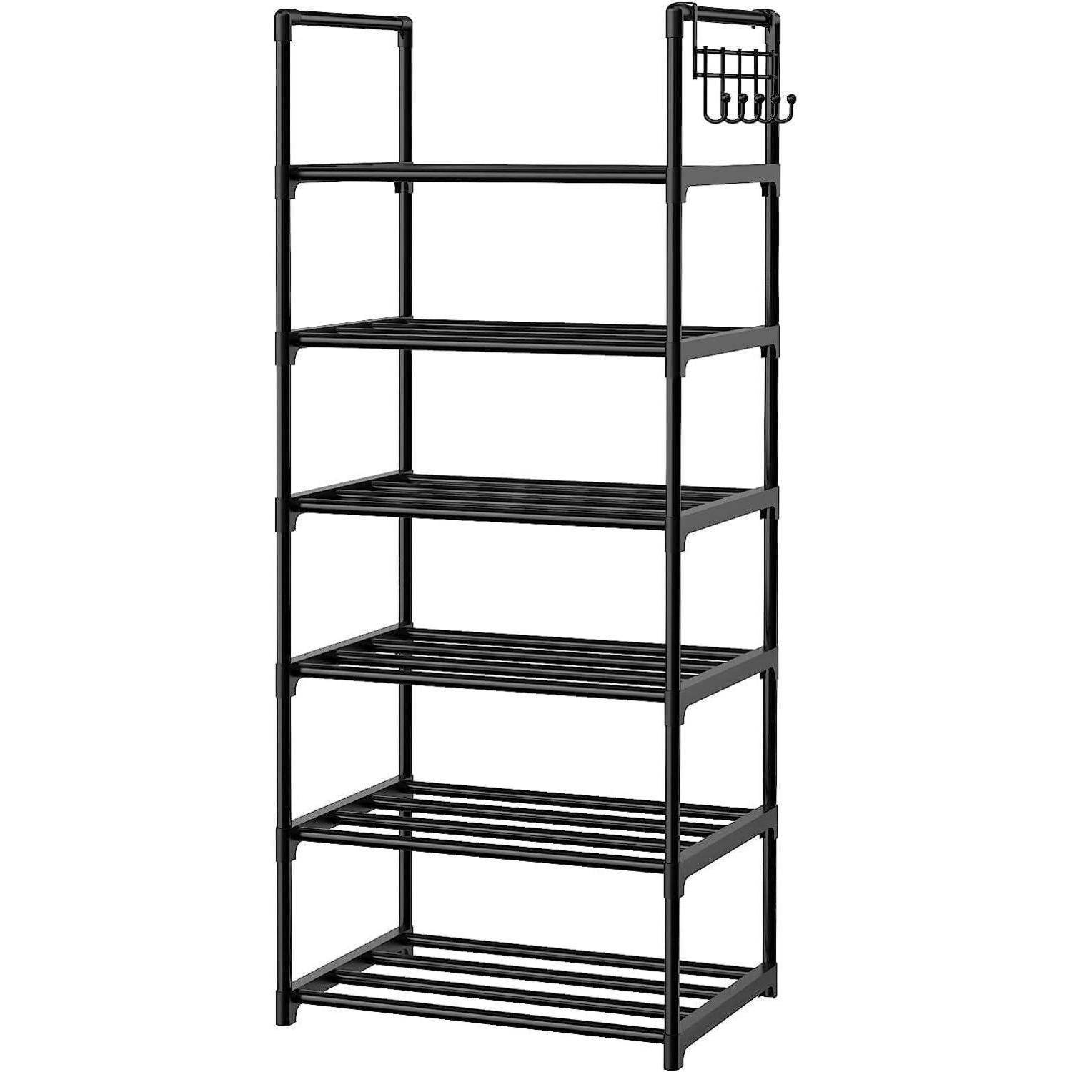 Schuhregal 6 Ablagen Metall Schmal Hoch Flur Schlafzimmer