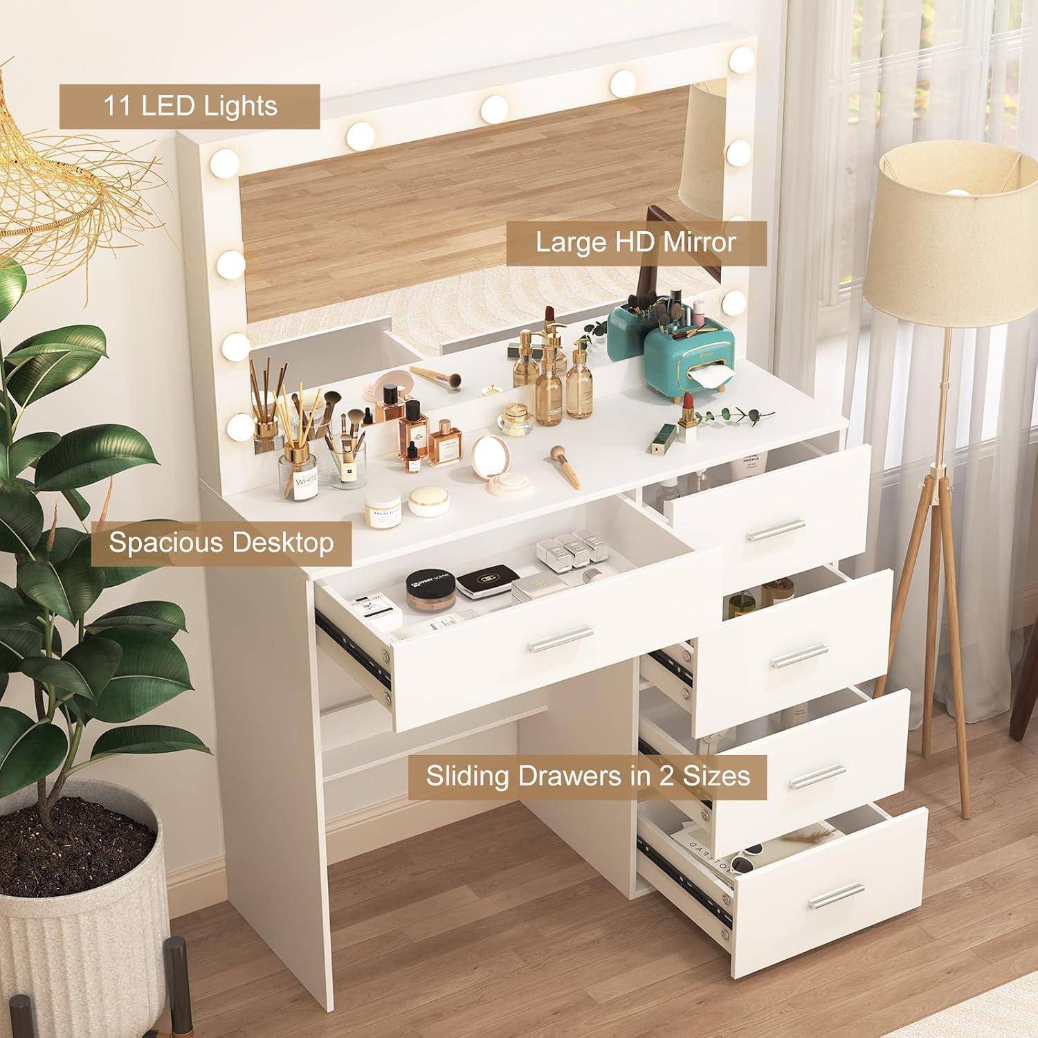 Schminktisch Makeup Spiegel Beleuchtung 5 H91050 36 x 80 x 131cm