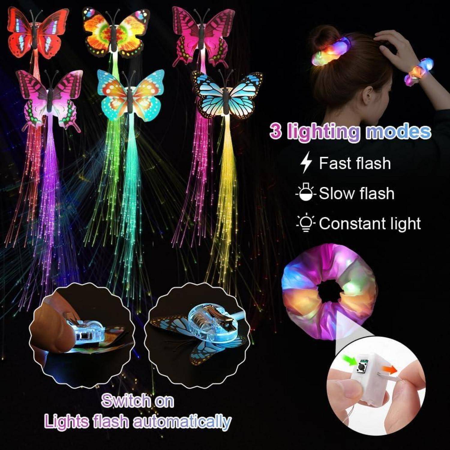 Haargummis Leuchtende Neon Haarbänder Party Festival 12pcs Haargummis