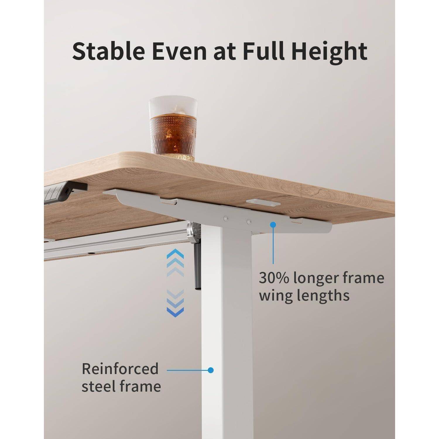 FEZIBO Höhenverstellbarer Schreibtisch mit USB-A und USB-C-Ladeanschlüssen, 100 x 60 cm Steh-Sitz Tisch, Schreibtisch Höhenverstellbar Elektrisch