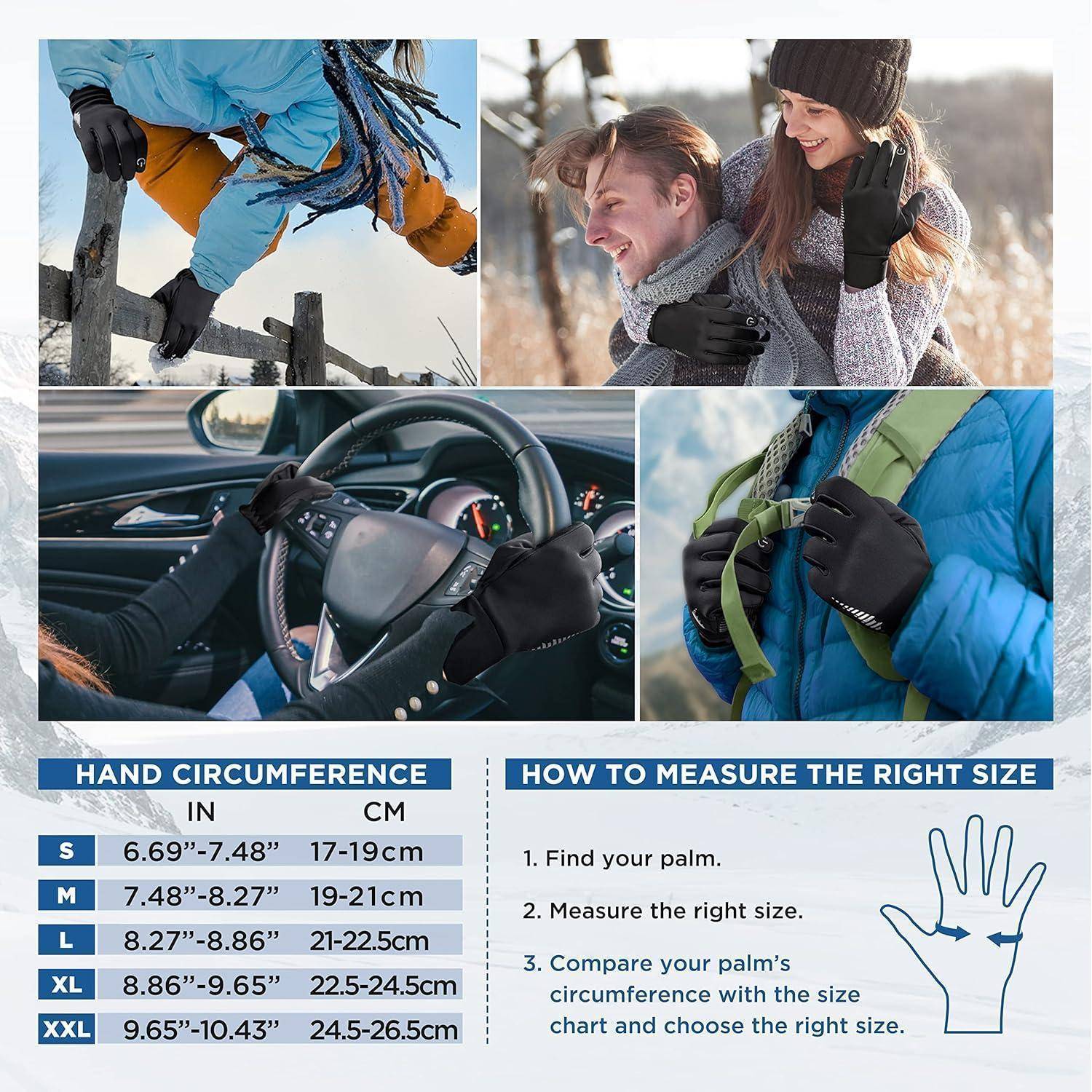 SIMARI Winter Thermo-Handschuhe Herren und Damen Touchscreen fahrradhandschuhe Anti-Rutsch Winddicht für Kaltes Wetter zum Autofahren Radfahren