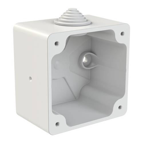 PC ELECTRIC 80100 - Aufputzdose (seitliche Öffnung mit Gumminippel | 75x75x50mm | IP44) - hellgrau