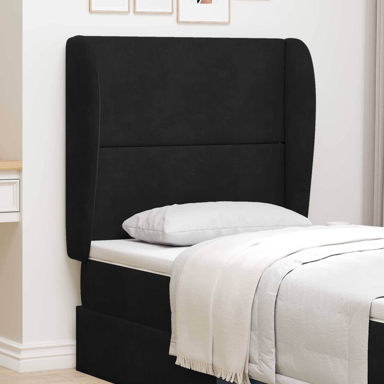 vidaXL Kopfteil Ohr Schwarz 80 x 23 x 6 cm Samt