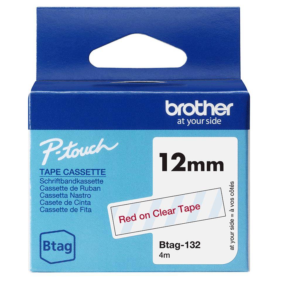 brother BTAG132 brother Schriftband Btag BTAG132, 12 mm rot auf transparent