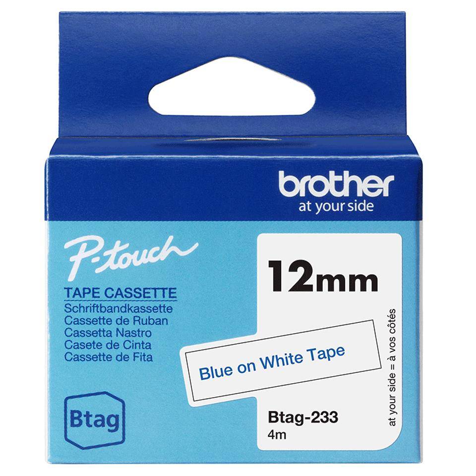 brother BTAG233 brother Schriftband Btag BTAG233, 12 mm blau auf weiß