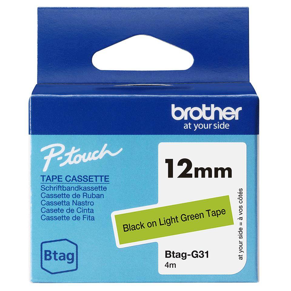 brother BTAGG31 brother Schriftband Btag BTAGG31, 12 mm schwarz auf grün