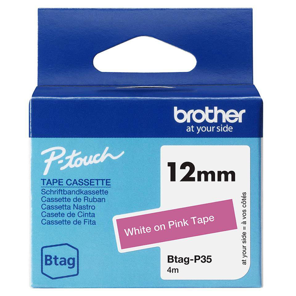 brother BTAGP35 brother Schriftband Btag BTAGP35, 12 mm weiß auf pink