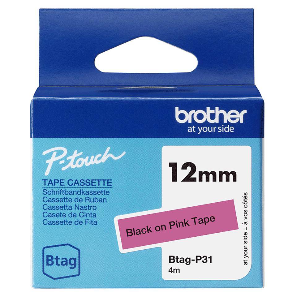 brother BTAGP31 brother Schriftband Btag BTAGP31, 12 mm schwarz auf pink