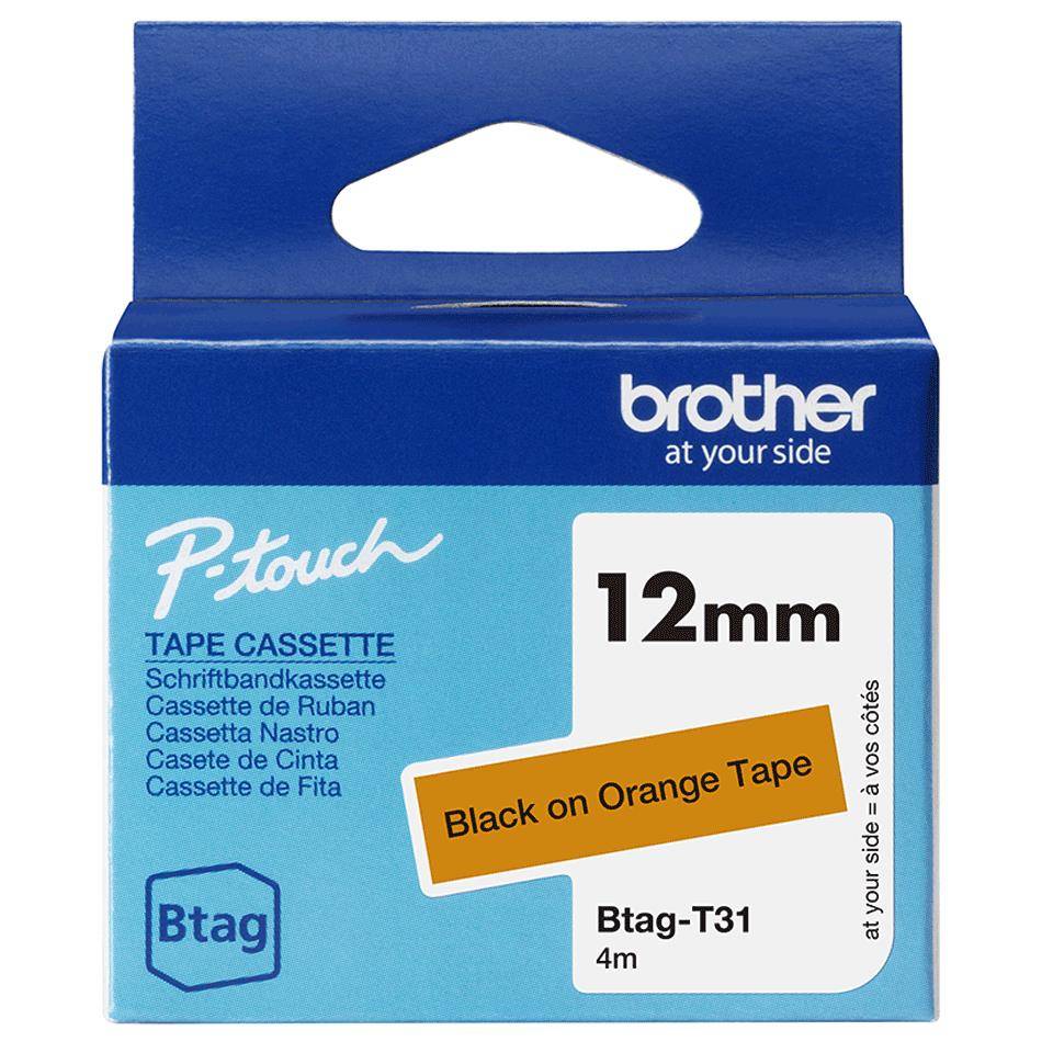 brother BTAGT31 brother Schriftband Btag BTAGT31, 12 mm schwarz auf orange