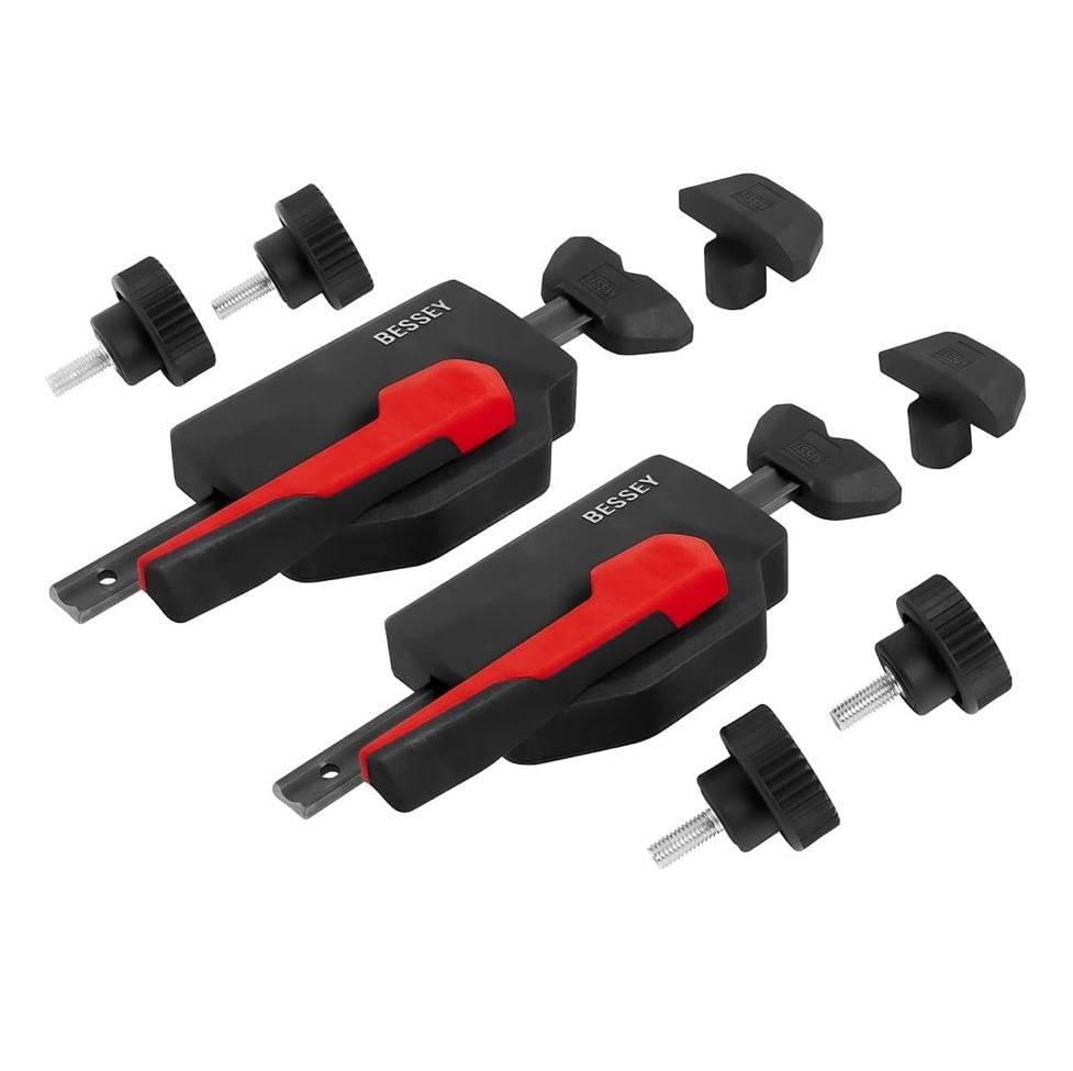 Bessey WNS-SET-MFT Waagrecht Niederzugspanner für Multifunktionstische Spannkraft mit Lochdurchmesser 20 mm und Plattenstärke von min. 19 mm bis zu