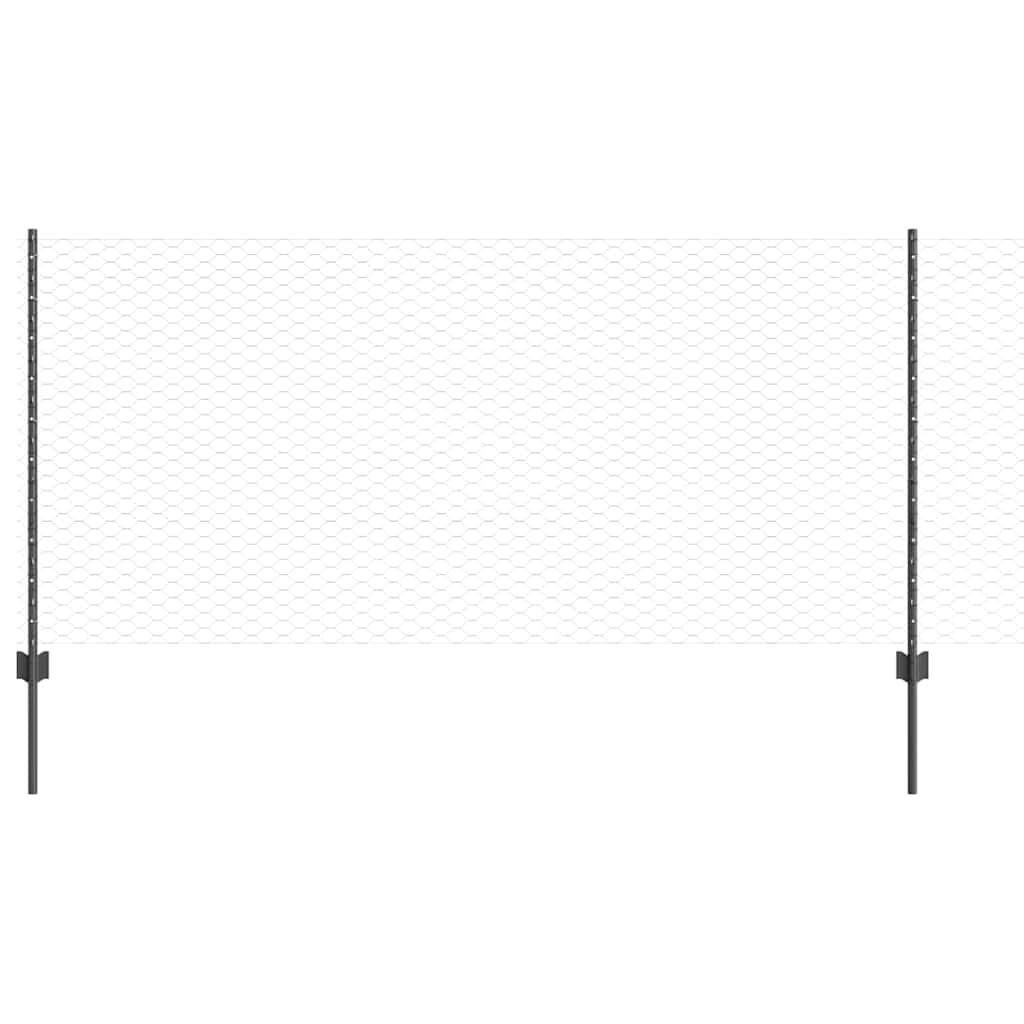 vidaXL Zaun mit Pfosten Grau 0,8 x 10 m Stahl