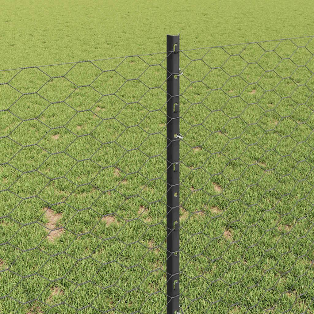 vidaXL Zaun mit Pfosten Grau 0,8 x 10 m Stahl