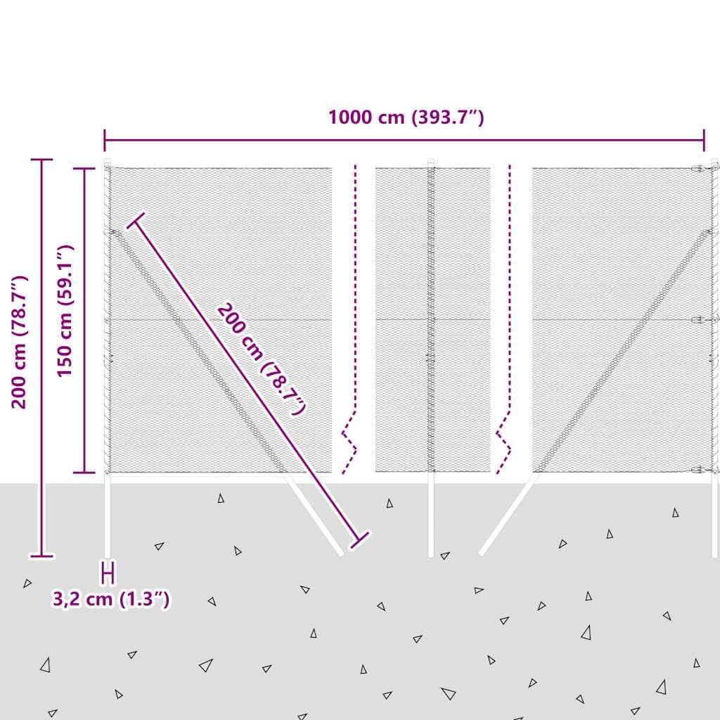 vidaXL Zaunpfosten Grau 10 x 1,5 m (13 mm Maschenweite) Stahl und PVC