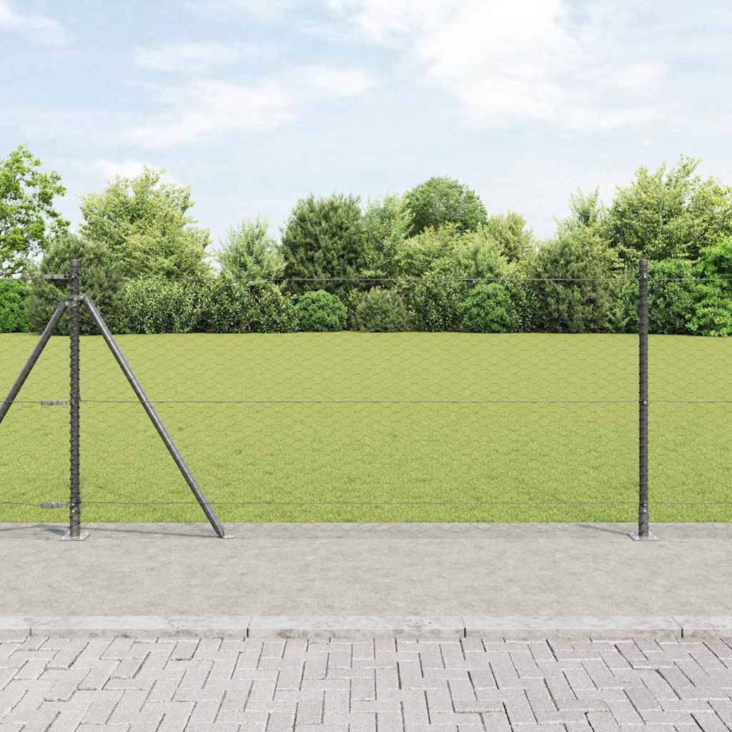 vidaXL Zaunpfosten Grau 10 x 0,8 m (36 mm Mesh) Stahl und PVC