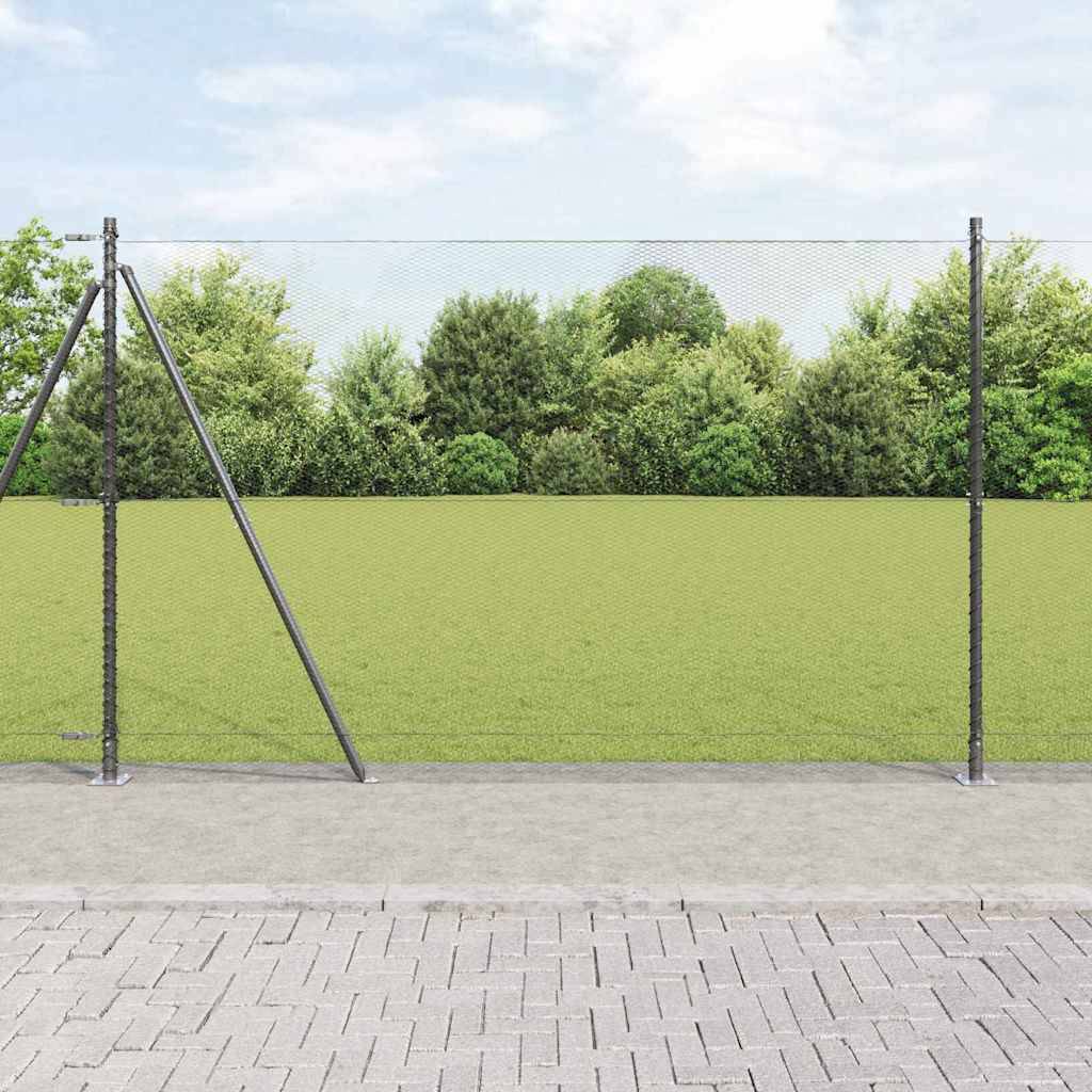 vidaXL Zaunpfosten Grau 10 x 1,5 m (13 mm Maschenweite) Stahl und PVC