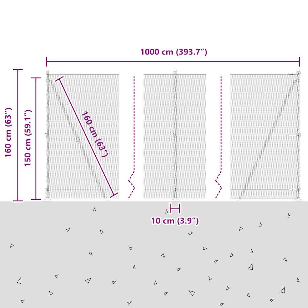 vidaXL Zaunpfosten Grau 10 x 1,5 m (13 mm Maschenweite) Stahl und PVC
