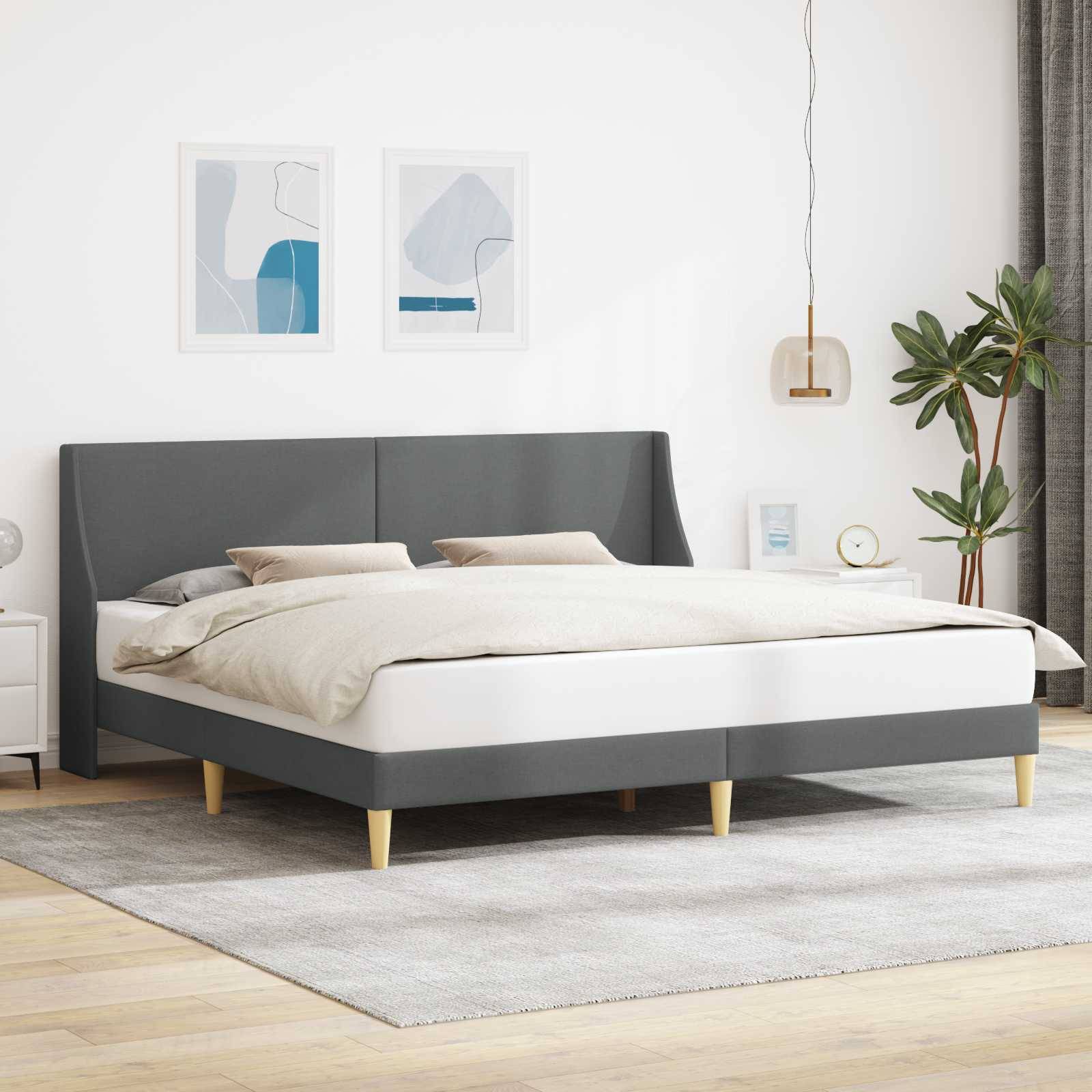 vidaXL Bettrahmen mit Kopfteil Dunkelgrau 183 x 213 cm Stoff