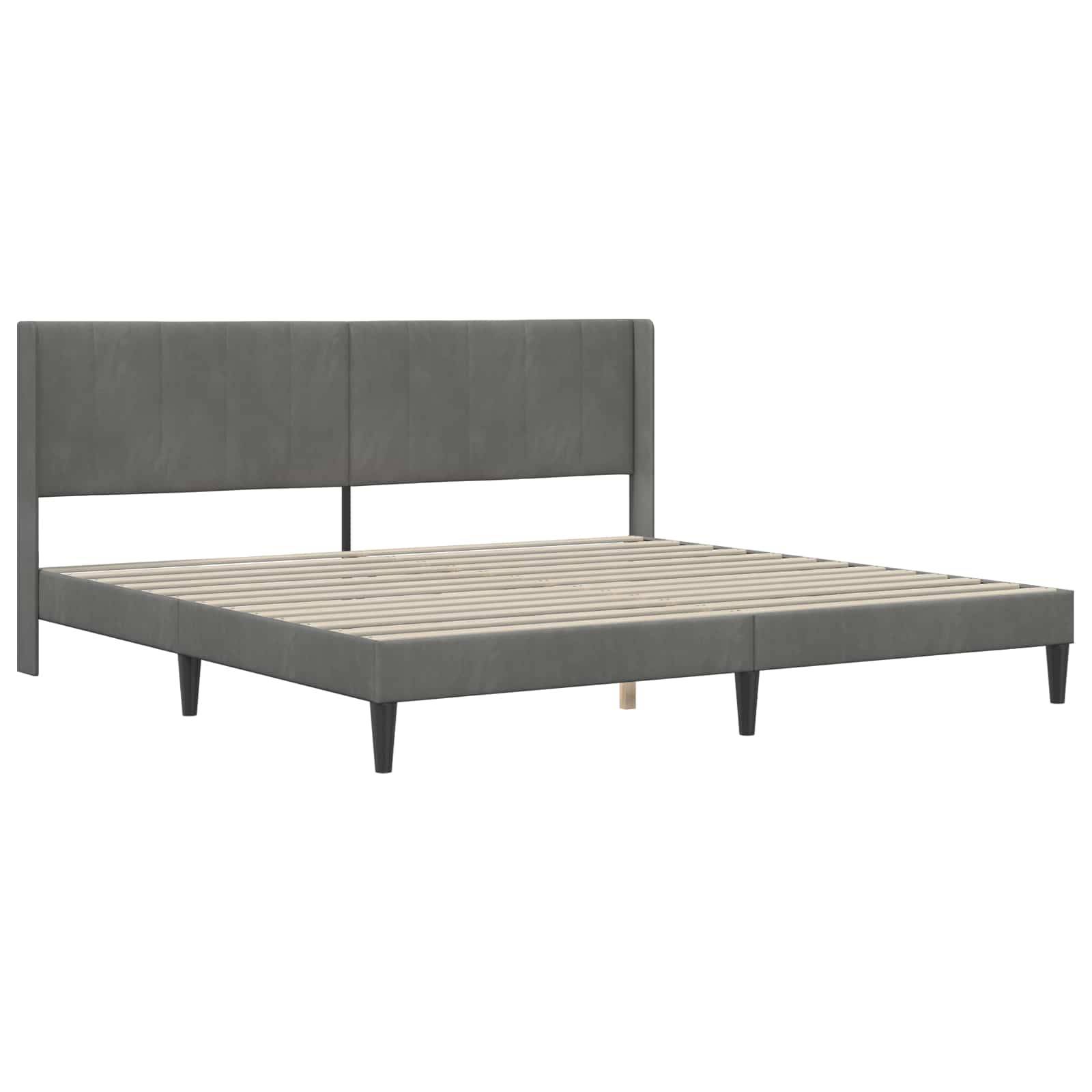 vidaXL Bettrahmen mit Kopfteil Dunkelgrau 200 x 200 cm Samt