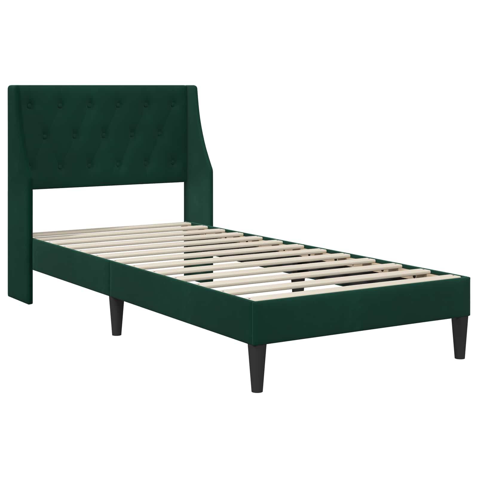 vidaXL Bettgestell mit Matratze Dunkelgrün 90 x 200 cm Samt