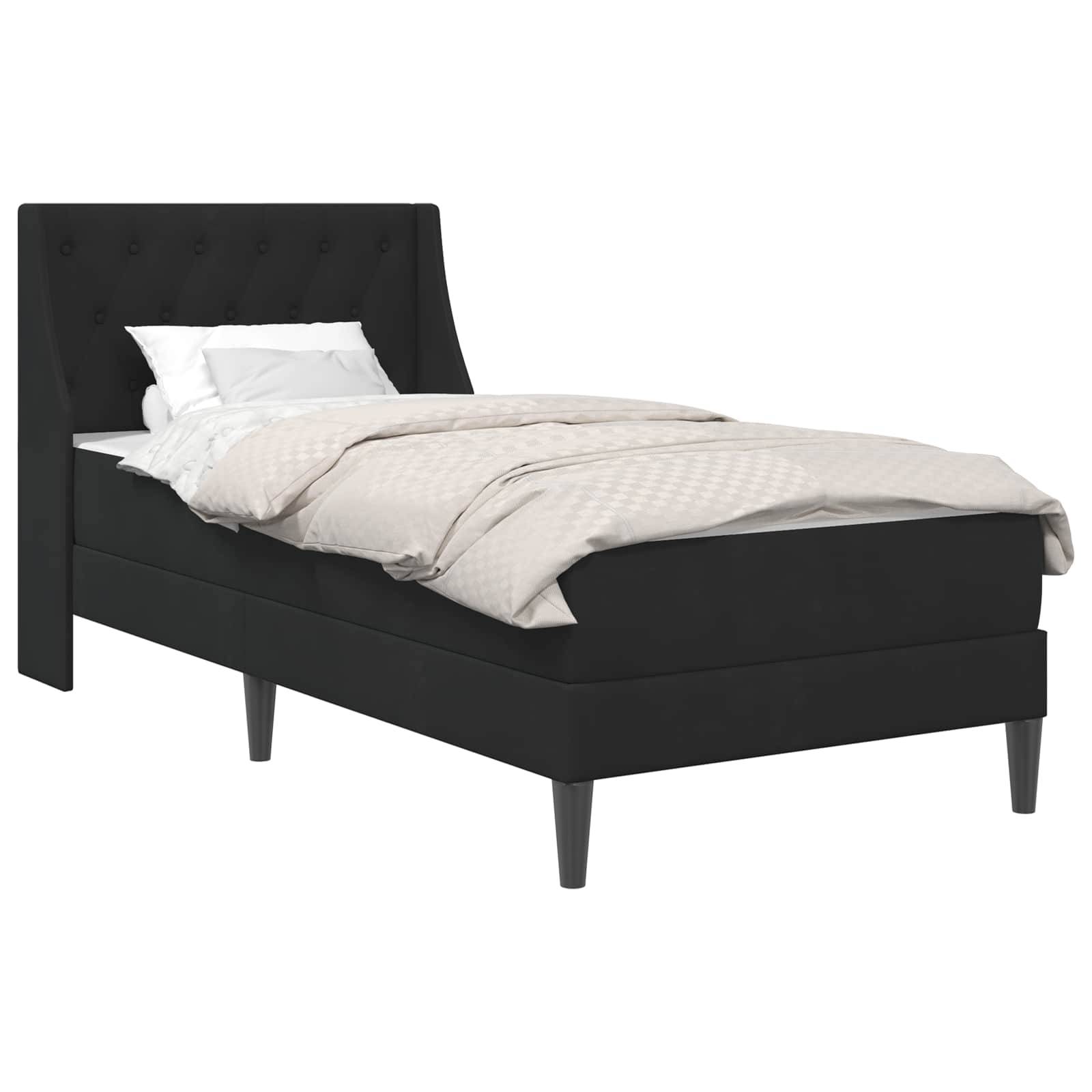 vidaXL Bettgestell mit Matratze mit Kopfteil Schwarz 90 x 190 cm Samt