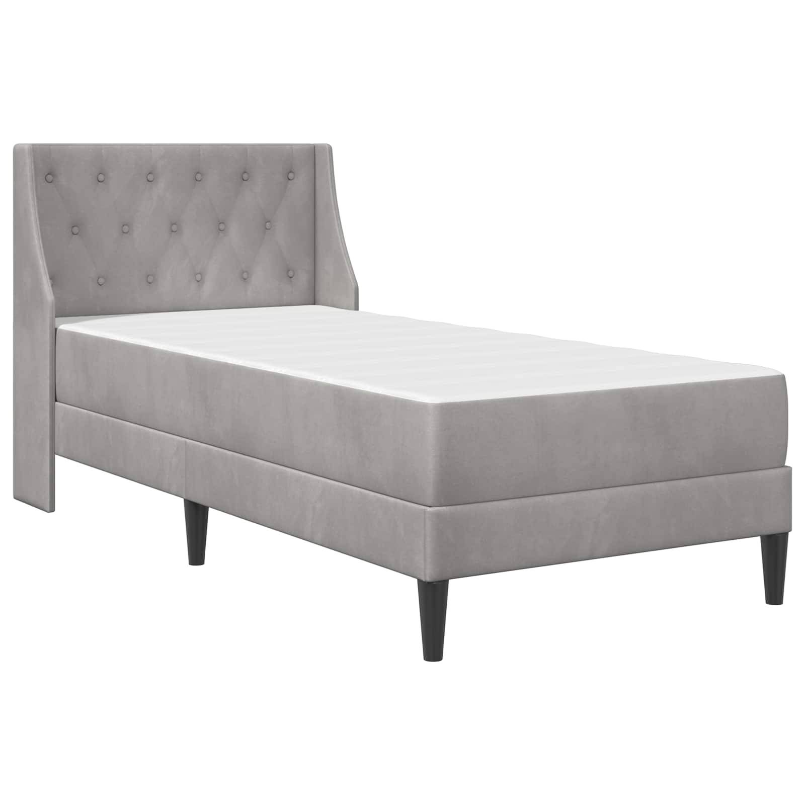 vidaXL Bettgestell mit Matratze mit Kopfteil Hellgrau 90 x 190 cm Samt