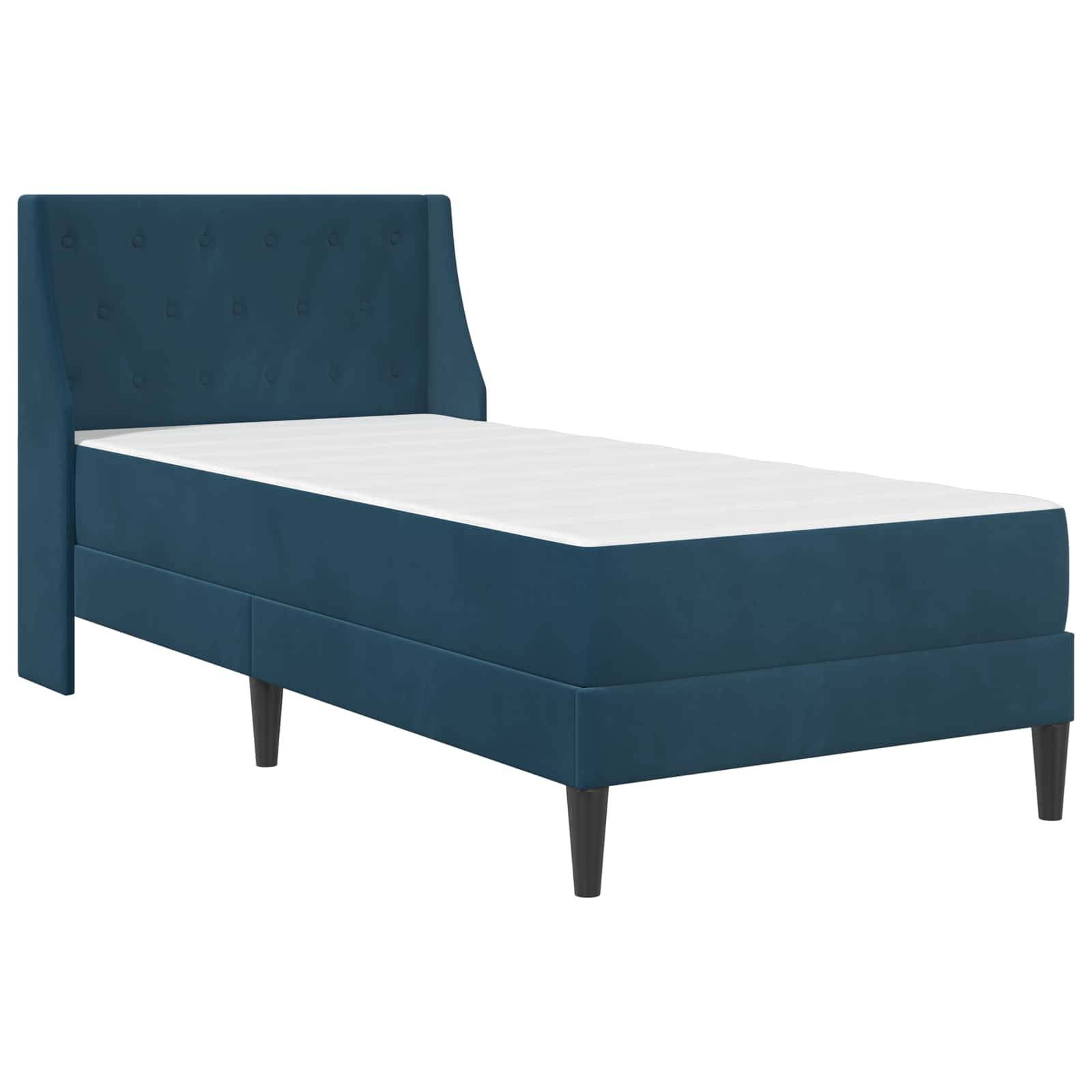vidaXL Bettgestell mit Matratze mit Matratze Blau 100 x 200 cm Samt