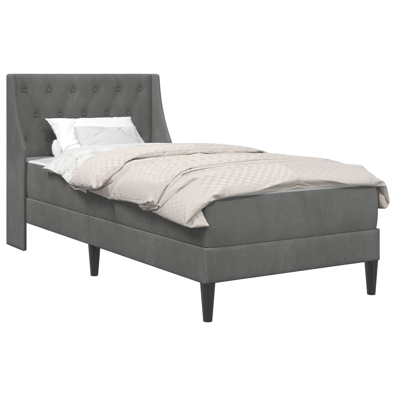 vidaXL Bettgestell mit Matratze Dunkelgrau 90 x 190 cm Samt