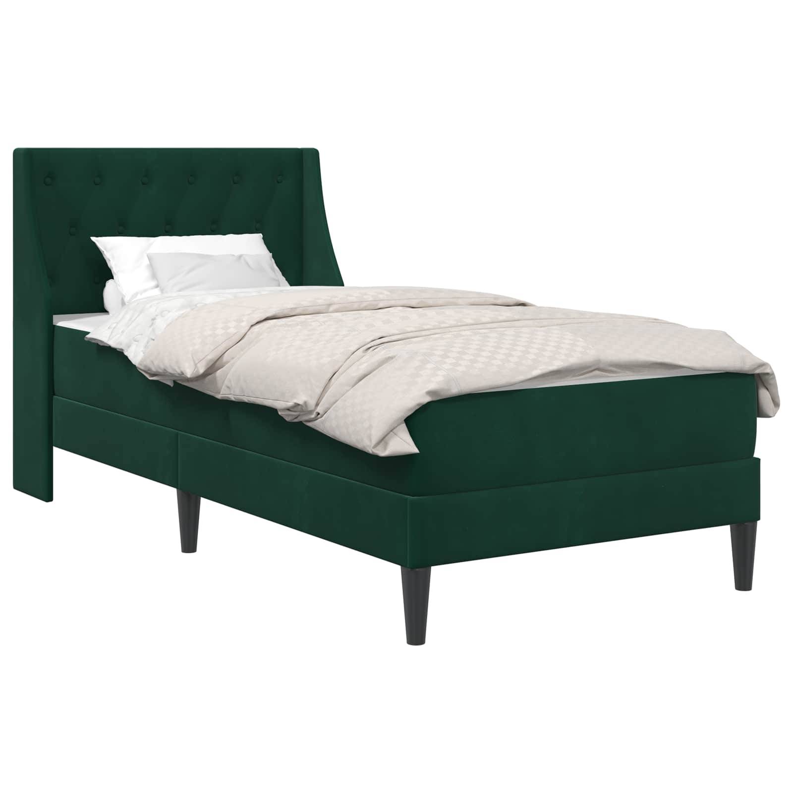 vidaXL Bettgestell mit Matratze Dunkelgrün 90 x 200 cm Samt