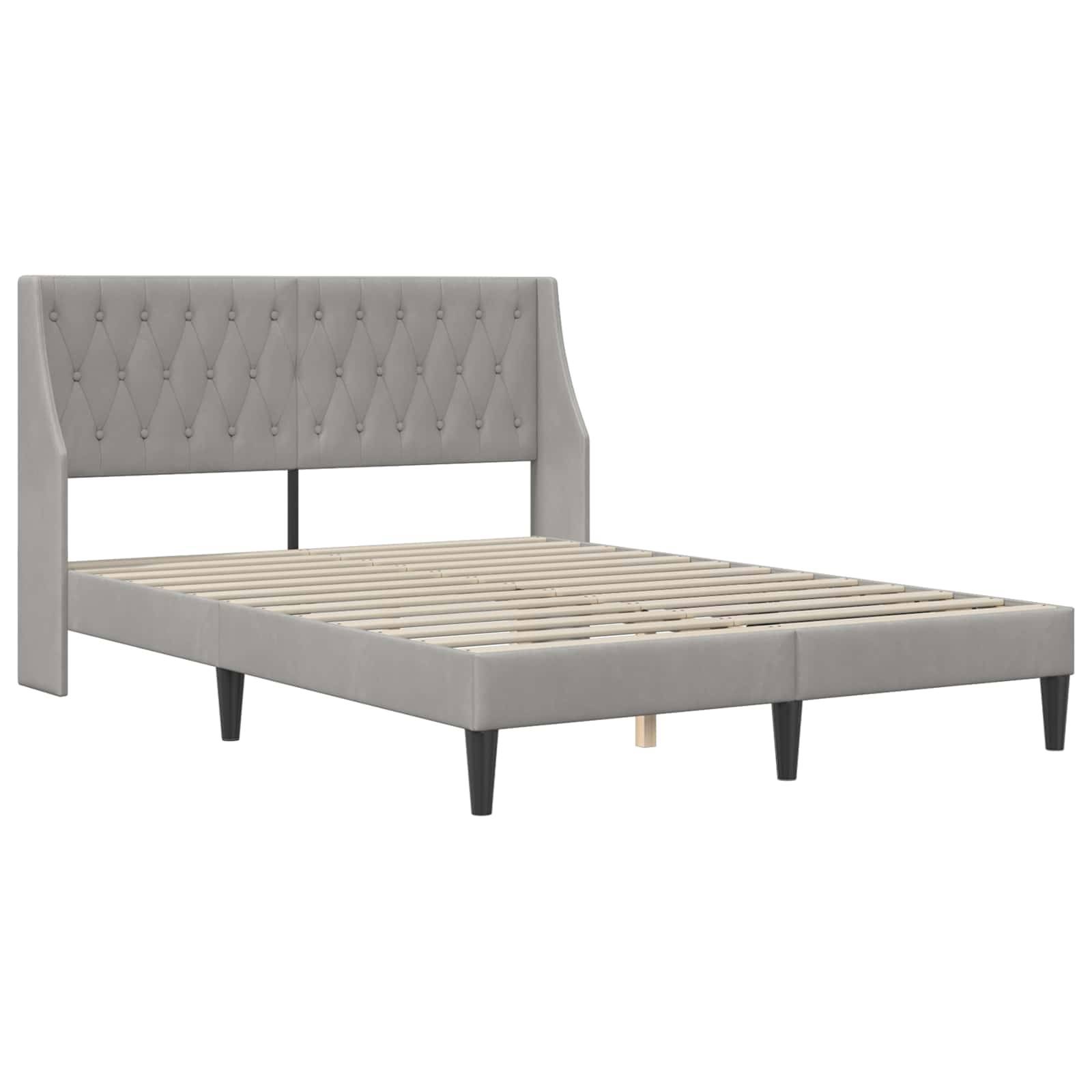 vidaXL Bettrahmen mit Kopfteil Hellgrau 140 x 190 cm Samt