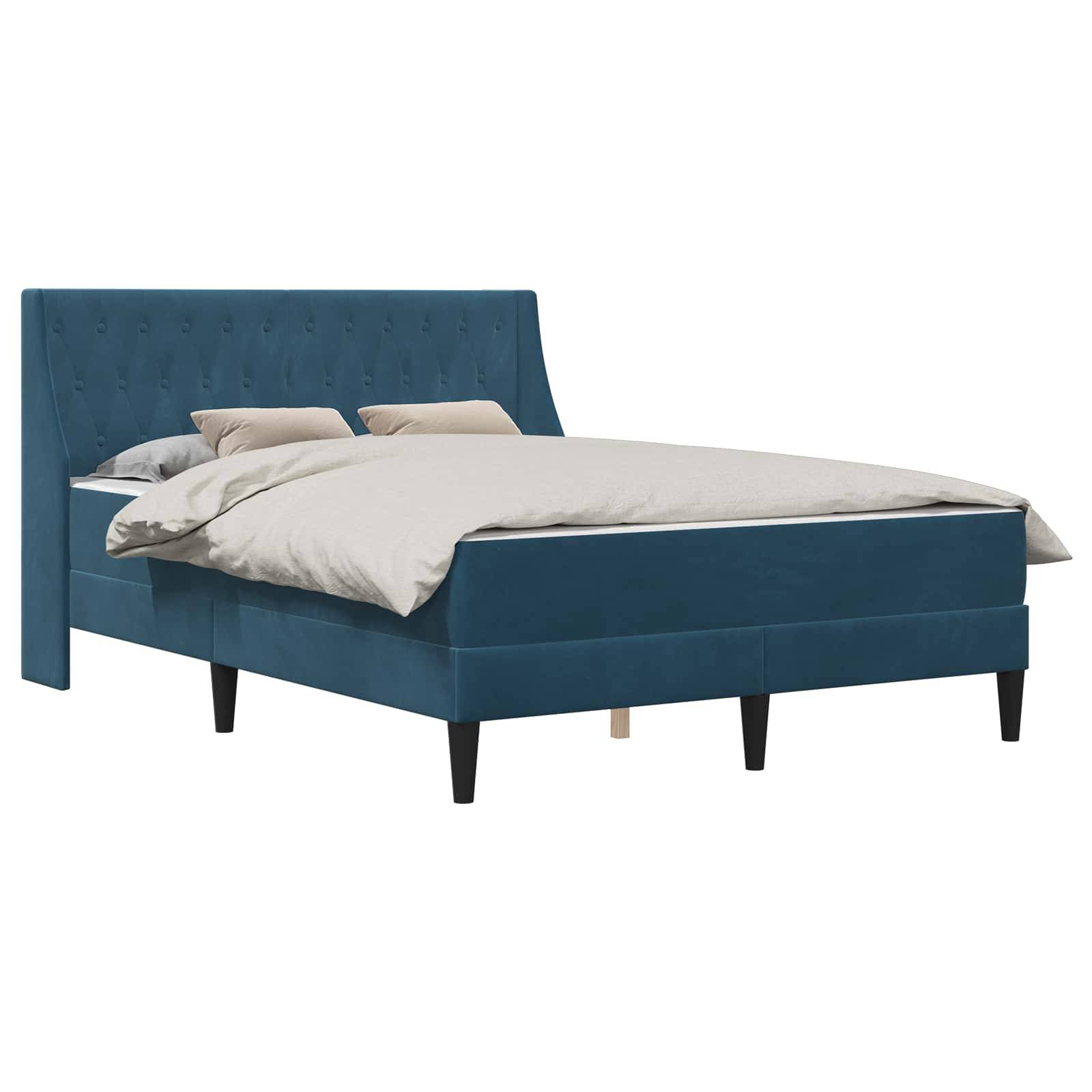 vidaXL Bettgestell mit Matratze mit Matratze Blau 140 x 190 cm Samt