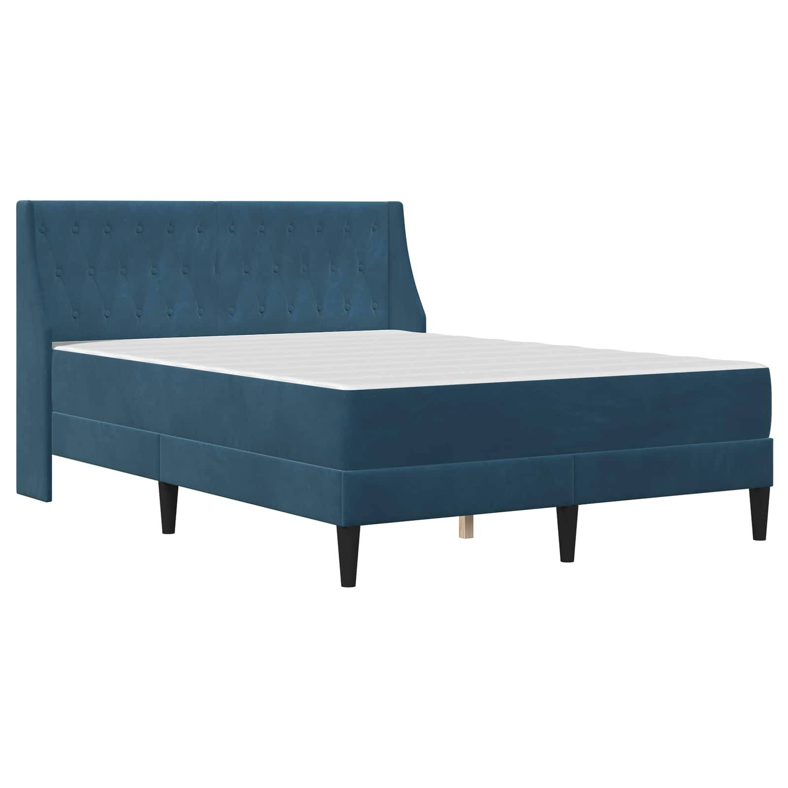 vidaXL Bettgestell mit Matratze mit Matratze Blau 140 x 190 cm Samt