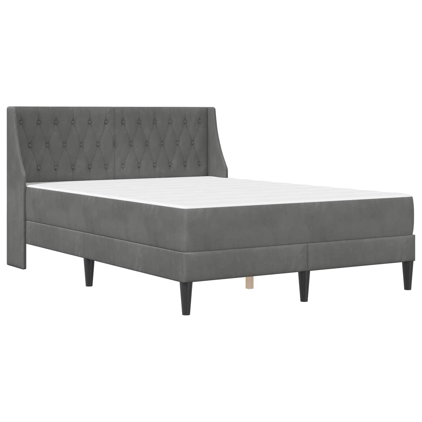 vidaXL Bettgestell mit Matratze Dunkelgrau 137 x 190 cm Samt