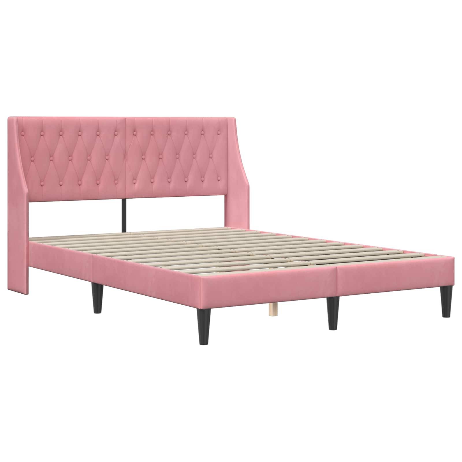 vidaXL Bettrahmen mit Kopfteil Rosa 160 x 200 cm Samt