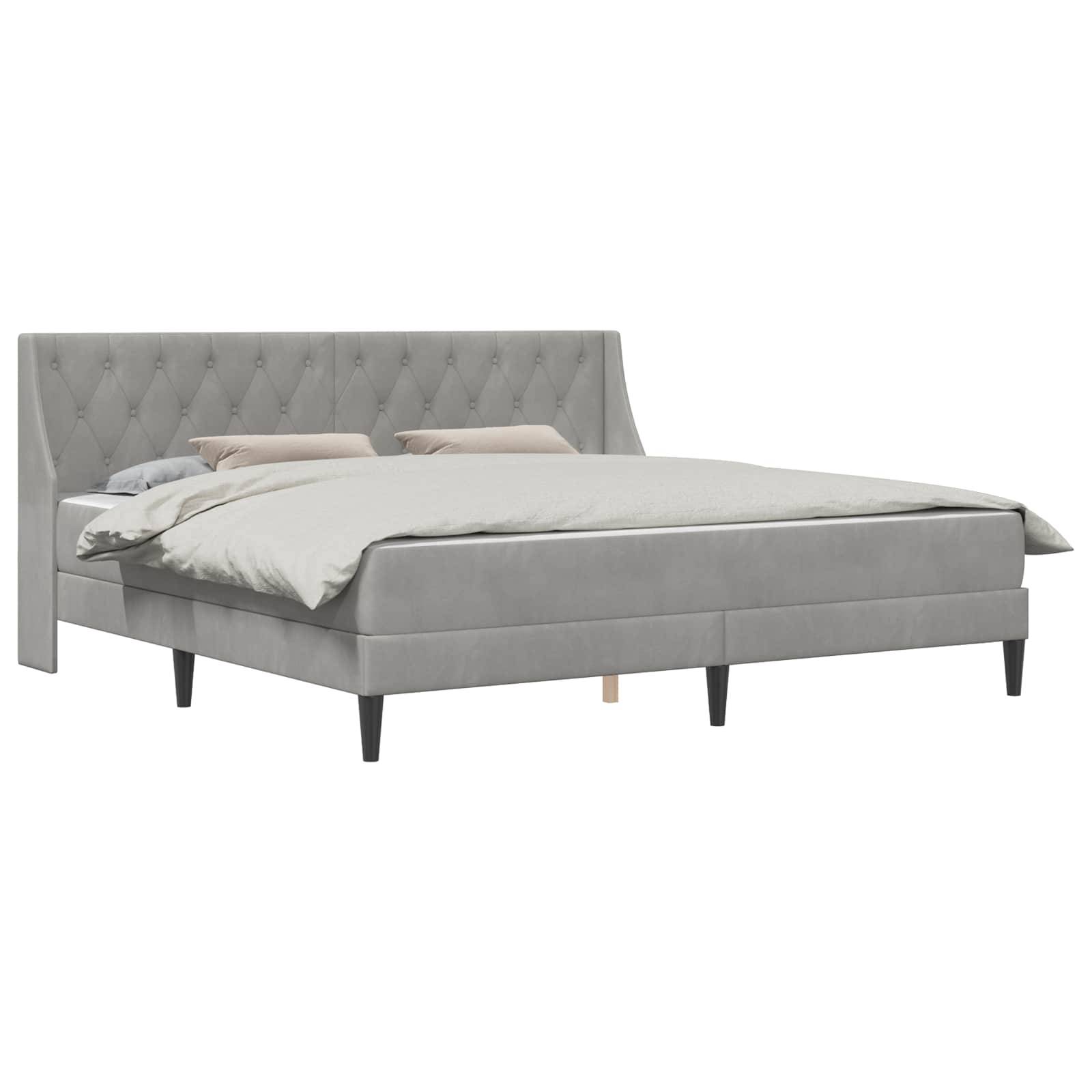 vidaXL Bettgestell mit Matratze Hellgrau 180 x 200 cm Samt