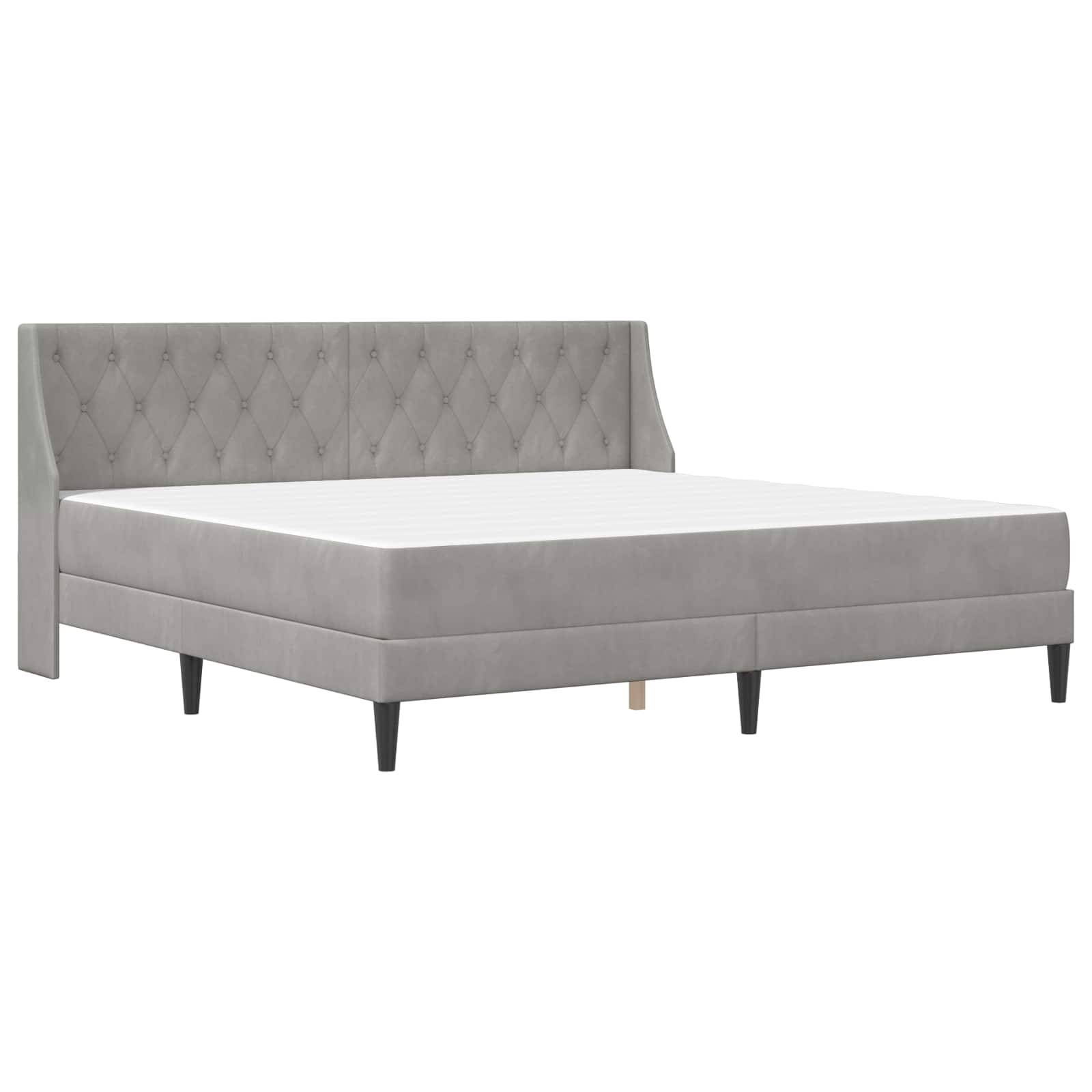 vidaXL Bettgestell mit Matratze Hellgrau 180 x 200 cm Samt