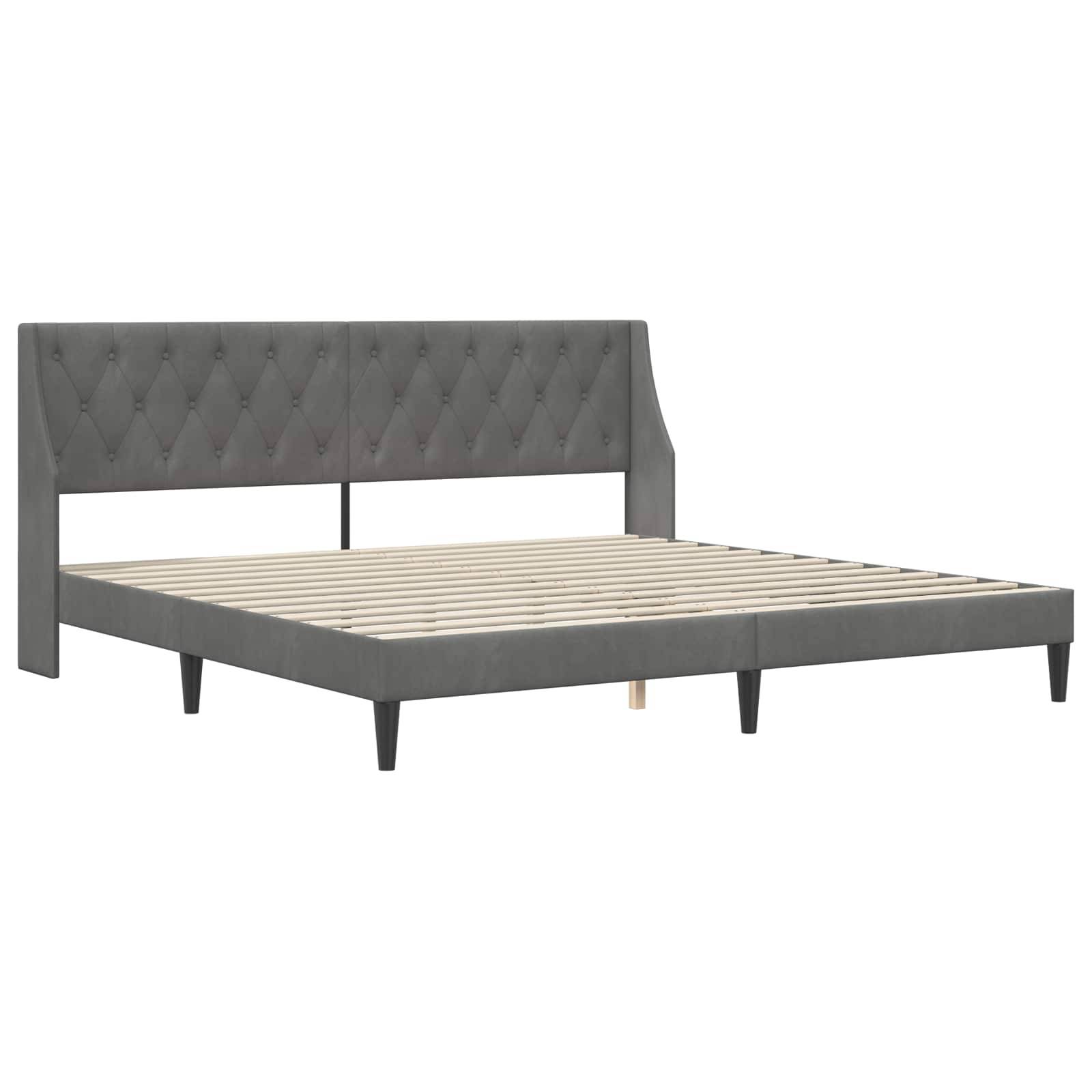 vidaXL Bettgestell mit Matratze Dunkelgrau 180 x 200 cm Samt