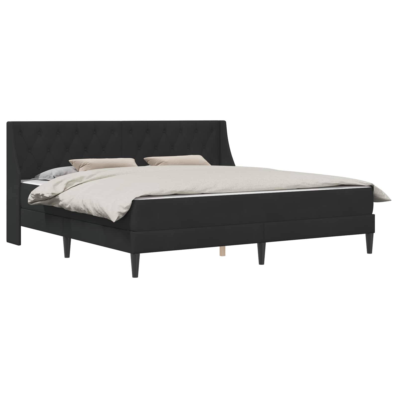 vidaXL Bettgestell mit Matratze mit Kopfteil Schwarz 180 x 200 cm Samt