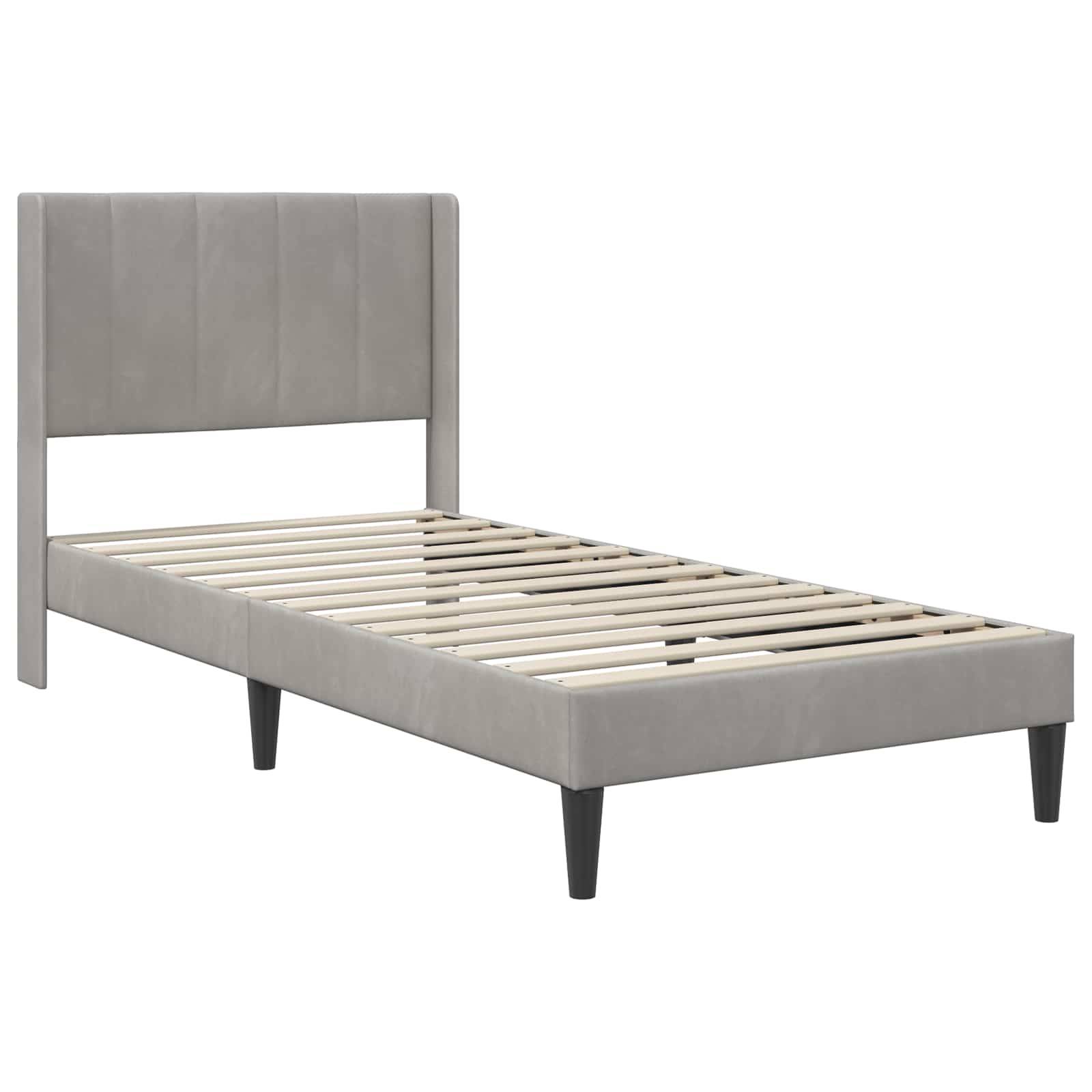vidaXL Bettgestell mit Matratze mit Kopfteil Hellgrau 90 x 190 cm Samt