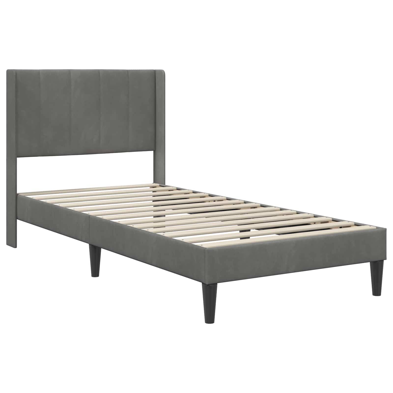 vidaXL Bettrahmen mit Kopfteil Dunkelgrau 100 x 203 cm Samt