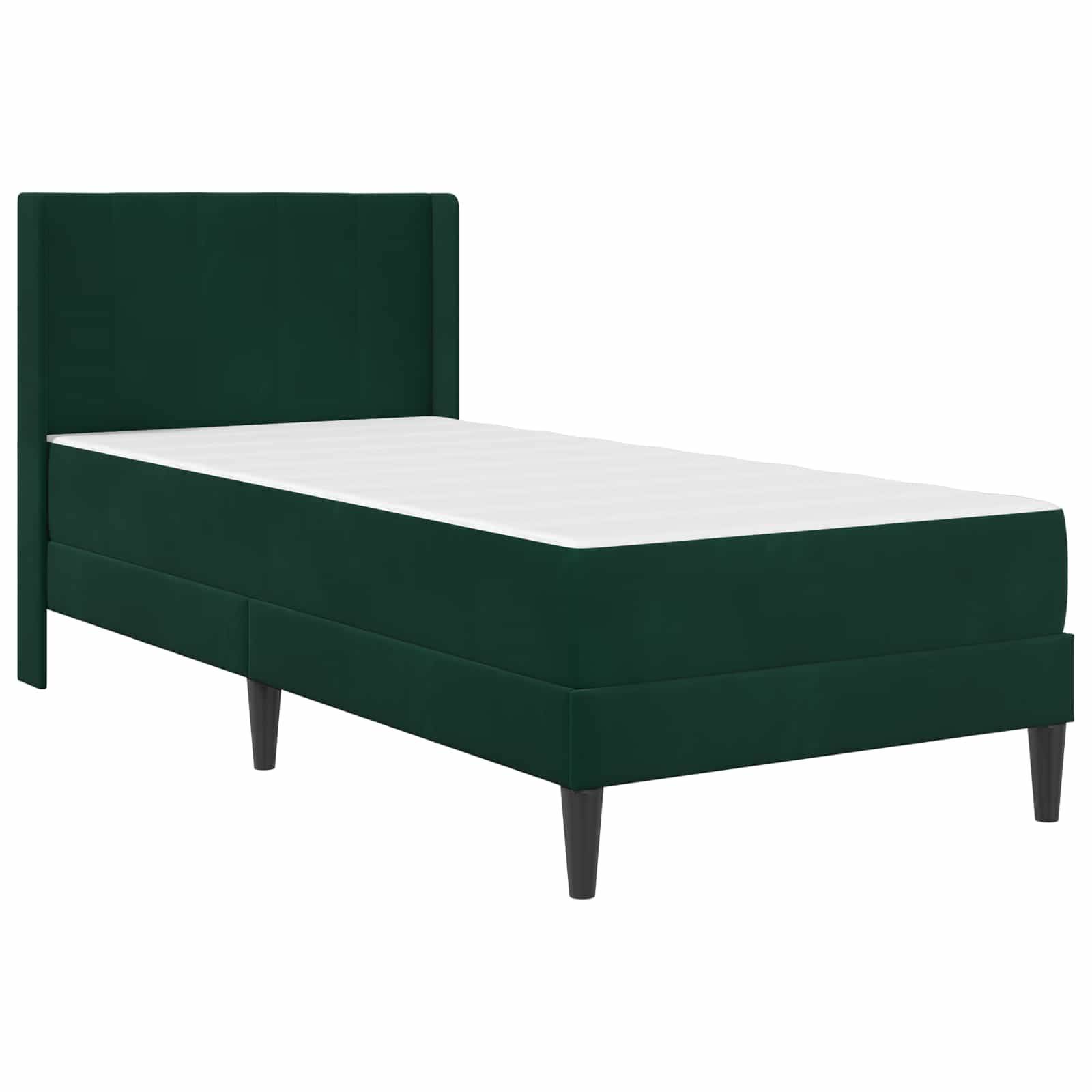 vidaXL Bettgestell mit Matratze Dunkelgrün 90 x 200 cm Samt