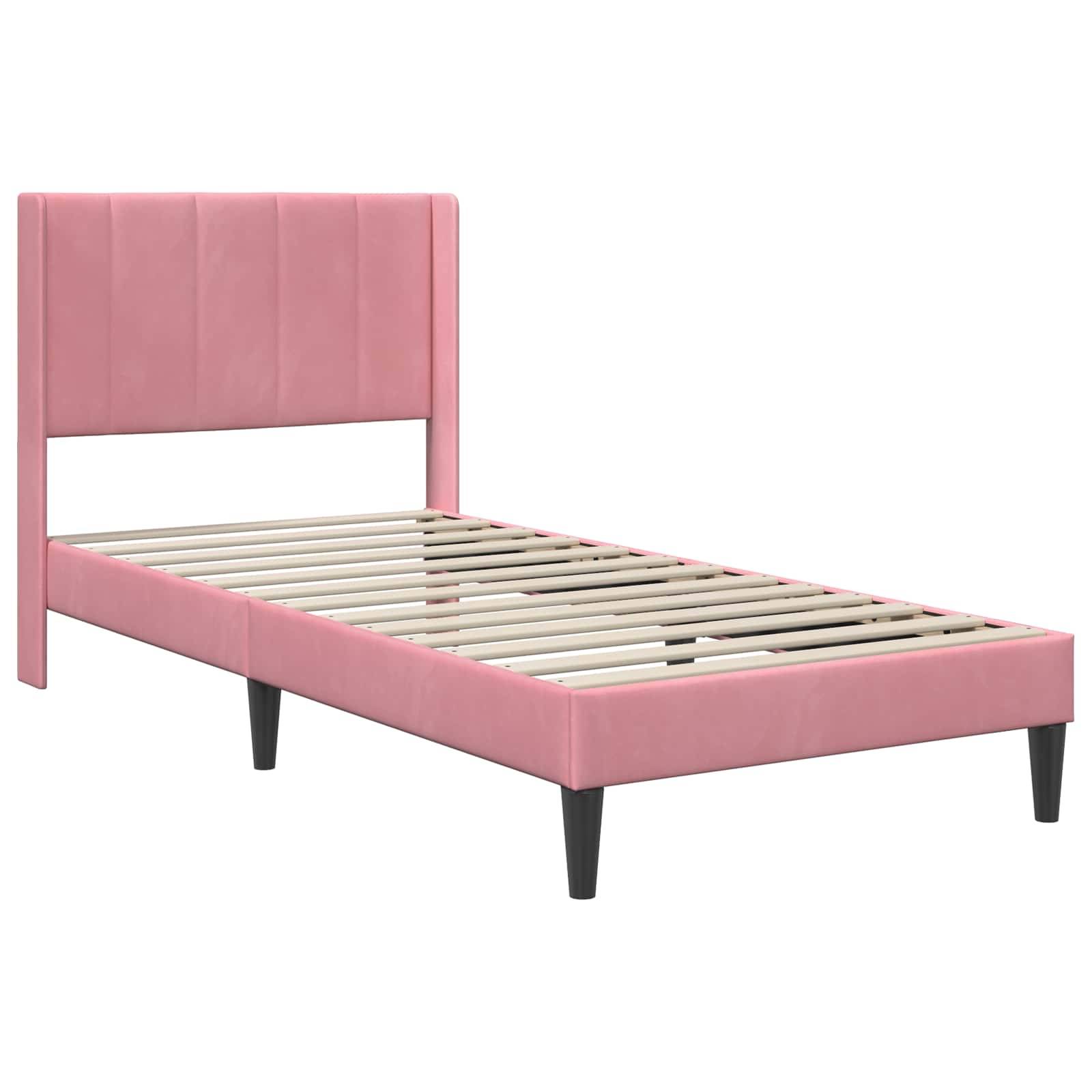 vidaXL Bettrahmen mit Kopfteil Rosa 100 x 200 cm Samt