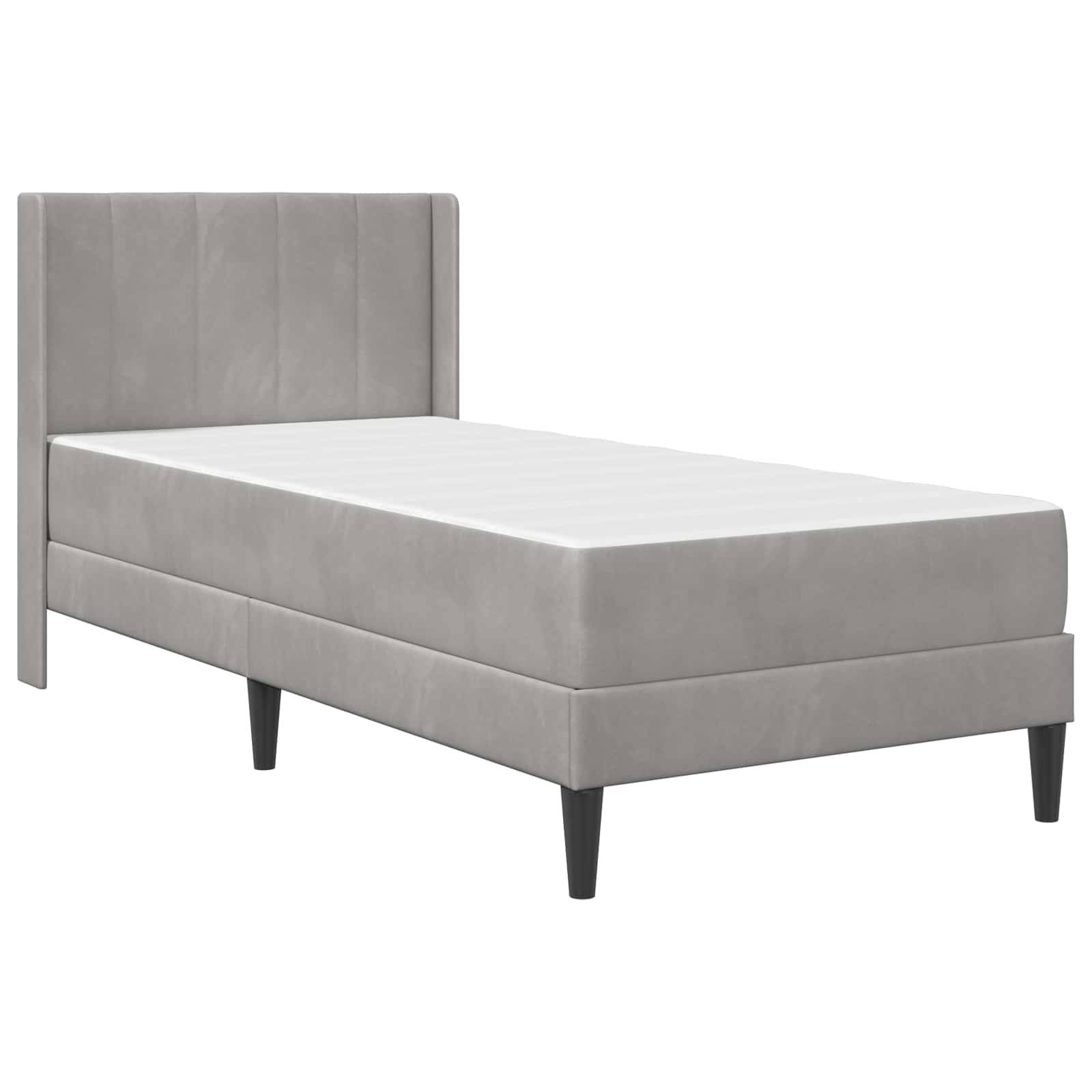 vidaXL Bettgestell mit Matratze mit Kopfteil Hellgrau 90 x 190 cm Samt