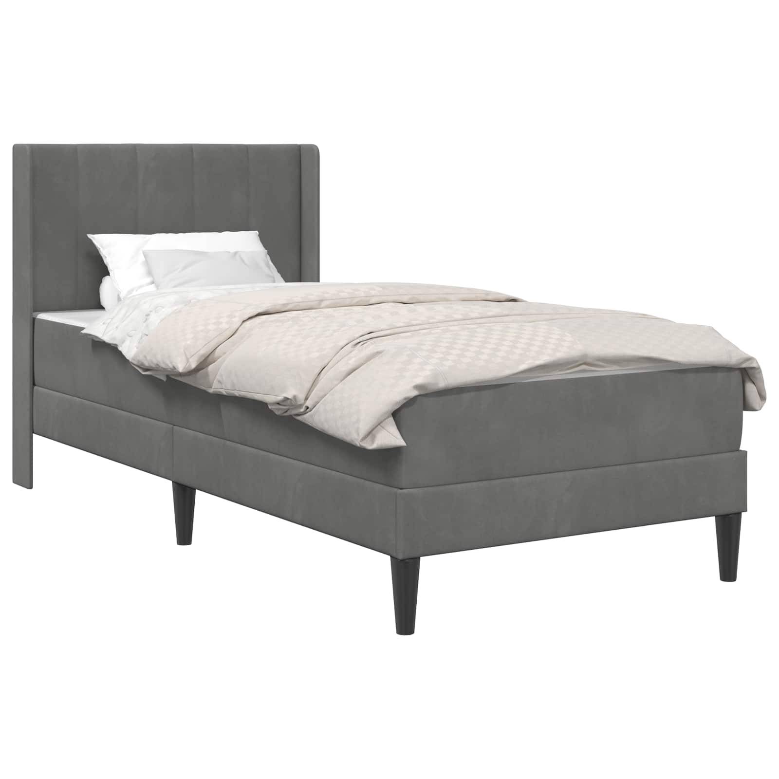 vidaXL Bettgestell mit Matratze Dunkelgrau 90 x 200 cm Samt