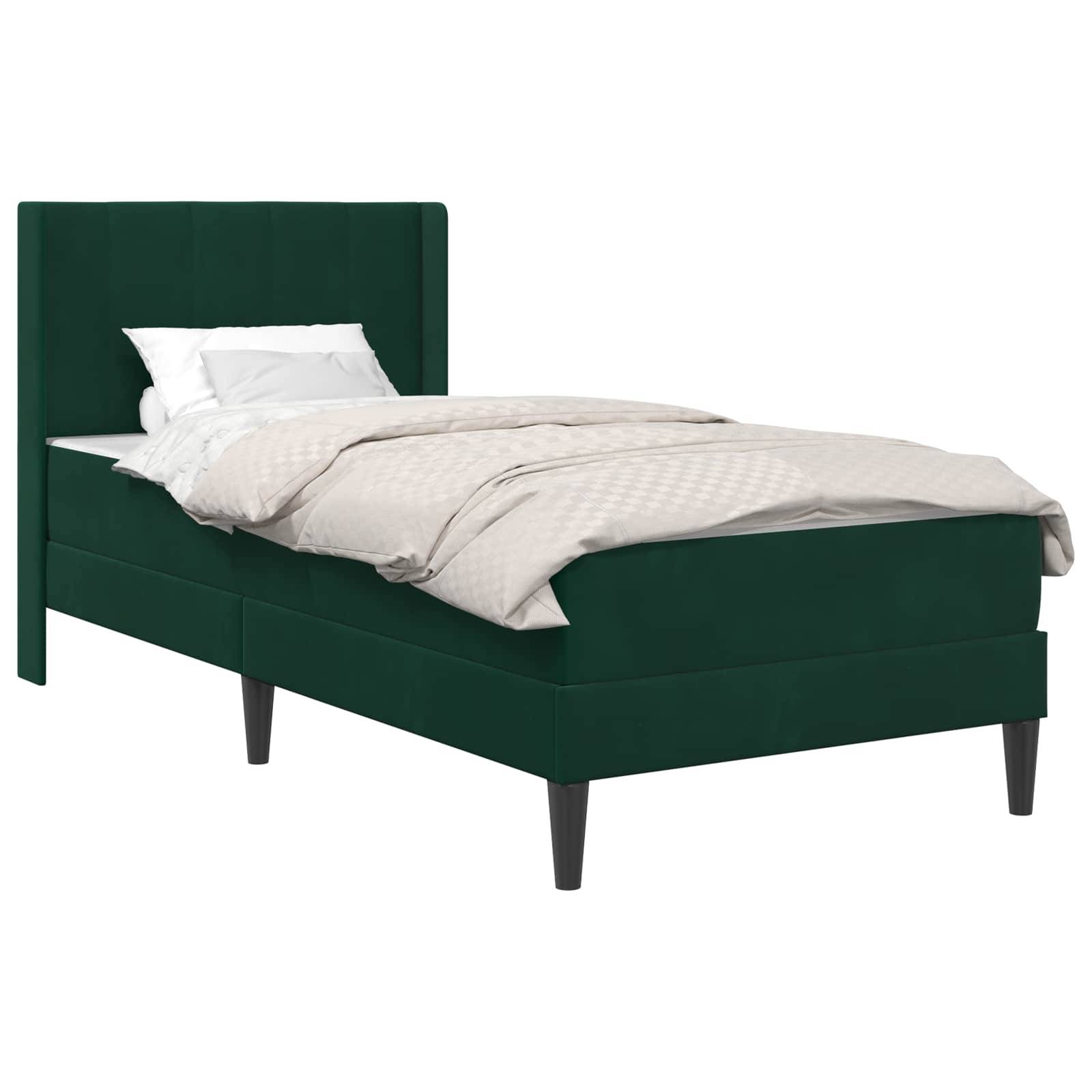 vidaXL Bettgestell mit Matratze Dunkelgrün 90 x 200 cm Samt