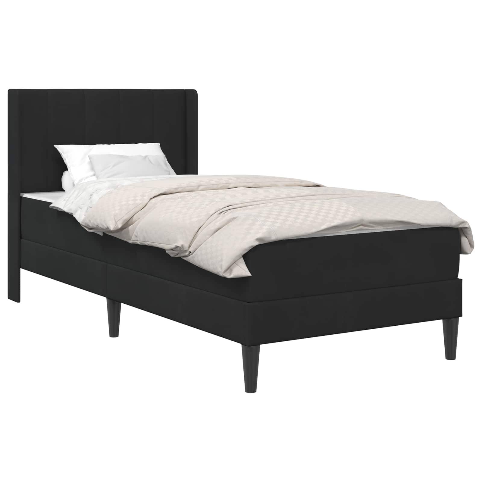 vidaXL Bettgestell mit Matratze mit Kopfteil Schwarz 90 x 190 cm Samt