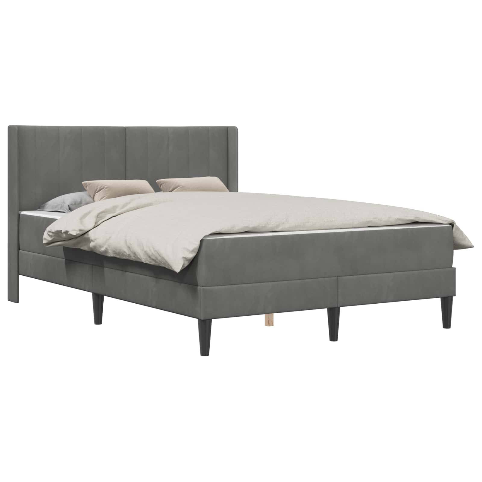 vidaXL Bettgestell mit Matratze Dunkelgrau 137 x 190 cm Samt