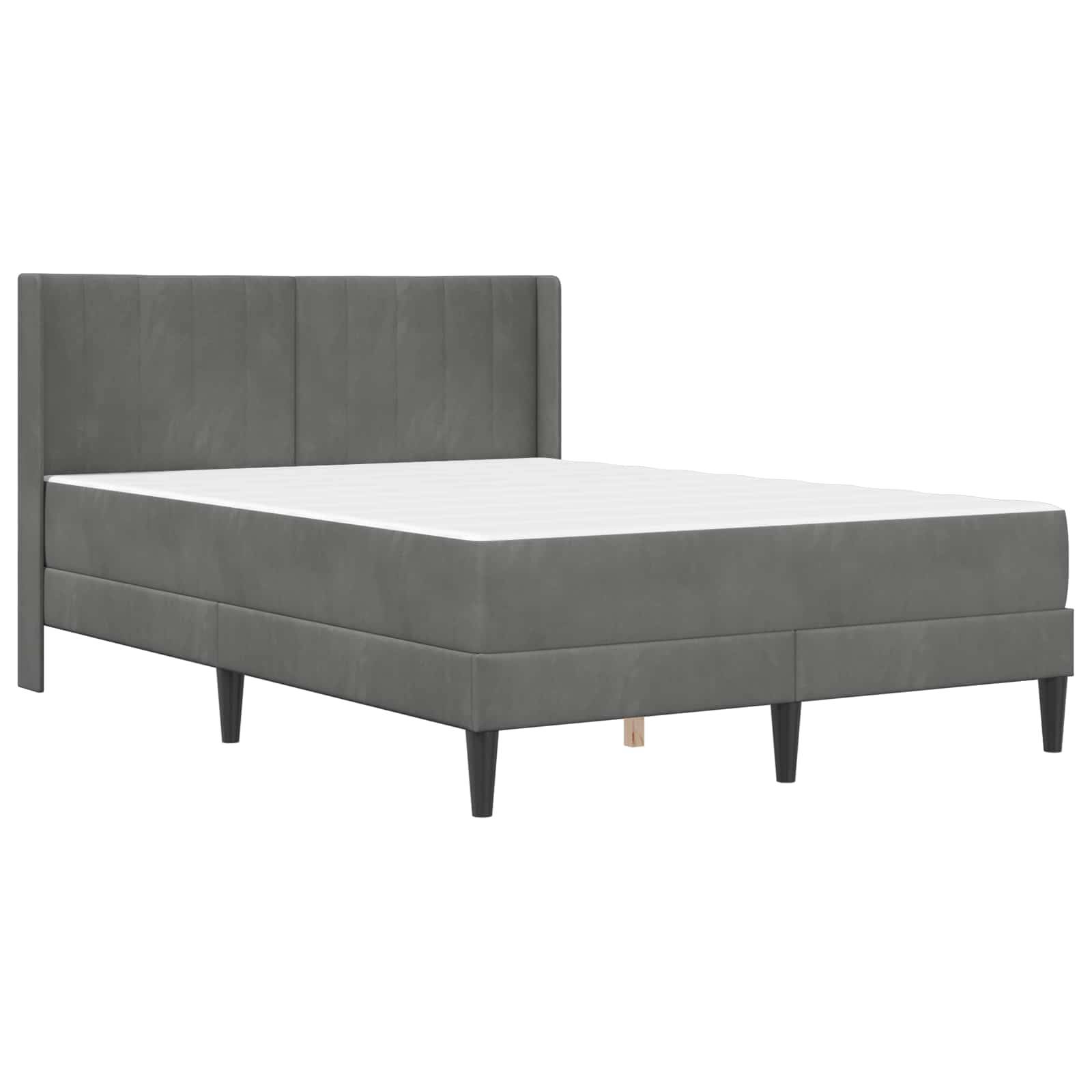 vidaXL Bettgestell mit Matratze Dunkelgrau 137 x 190 cm Samt