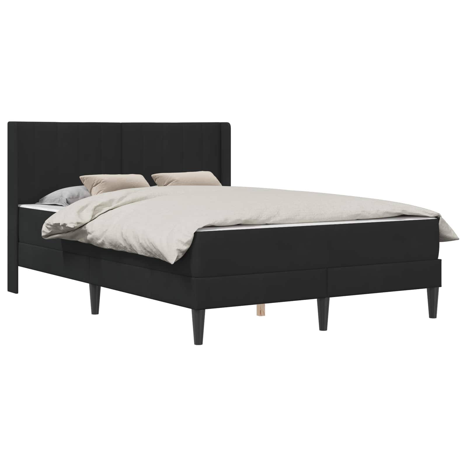 vidaXL Bettgestell mit Matratze mit Kopfteil Schwarz 120 x 190 cm Samt