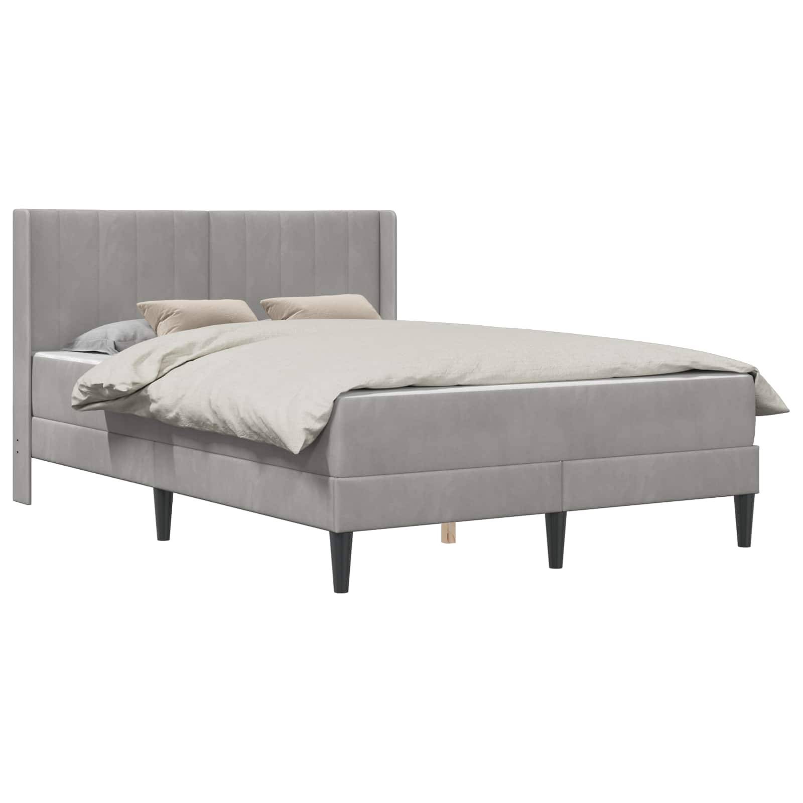 vidaXL Bettgestell mit Matratze Hellgrau 140 x 200 cm Samt